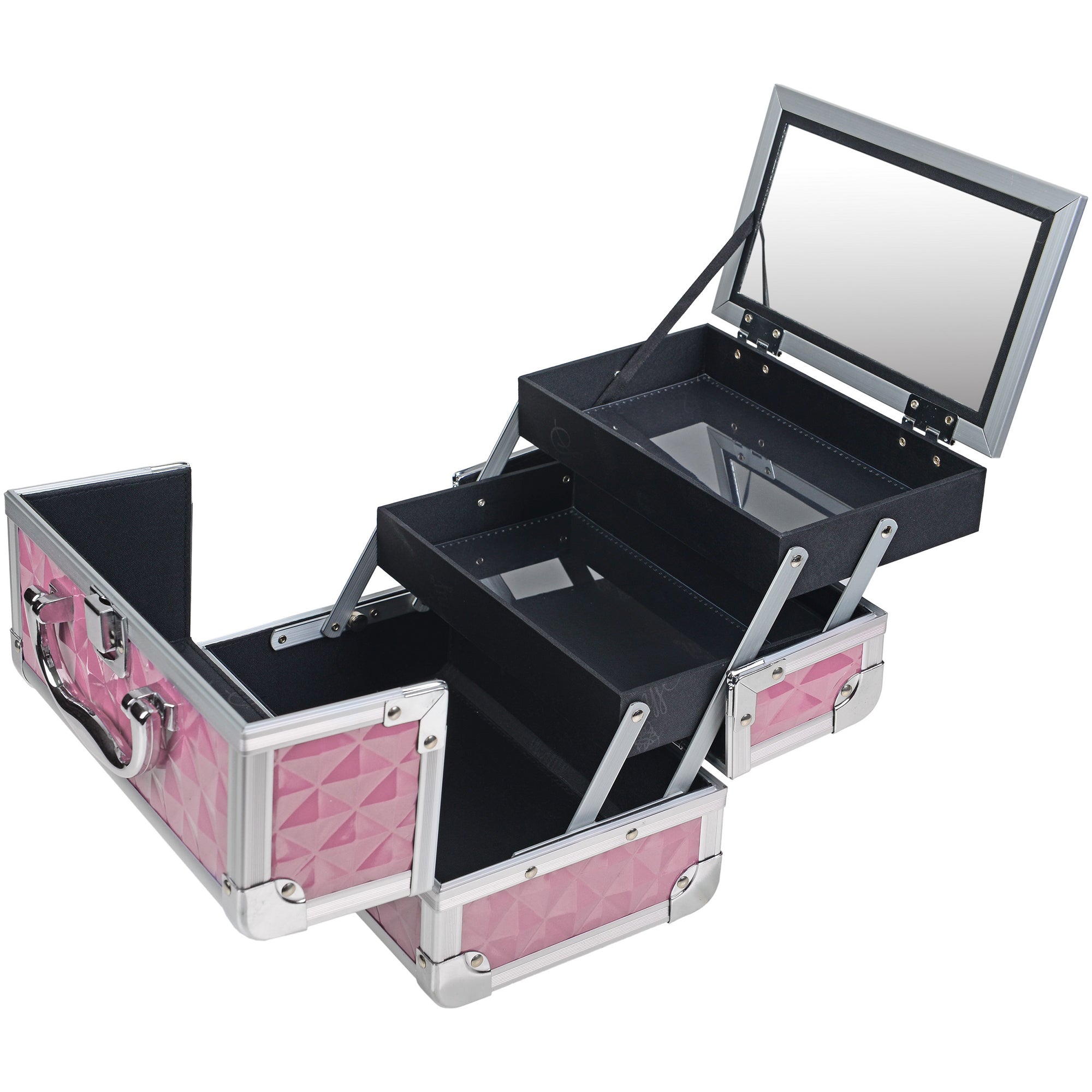 Professional Makeup Train Case with Mirror - Portable Cosmetic Organizer for Makeup Artists & Travel - Perfect for Salon, Home, and On-the-Go Beauty Needs