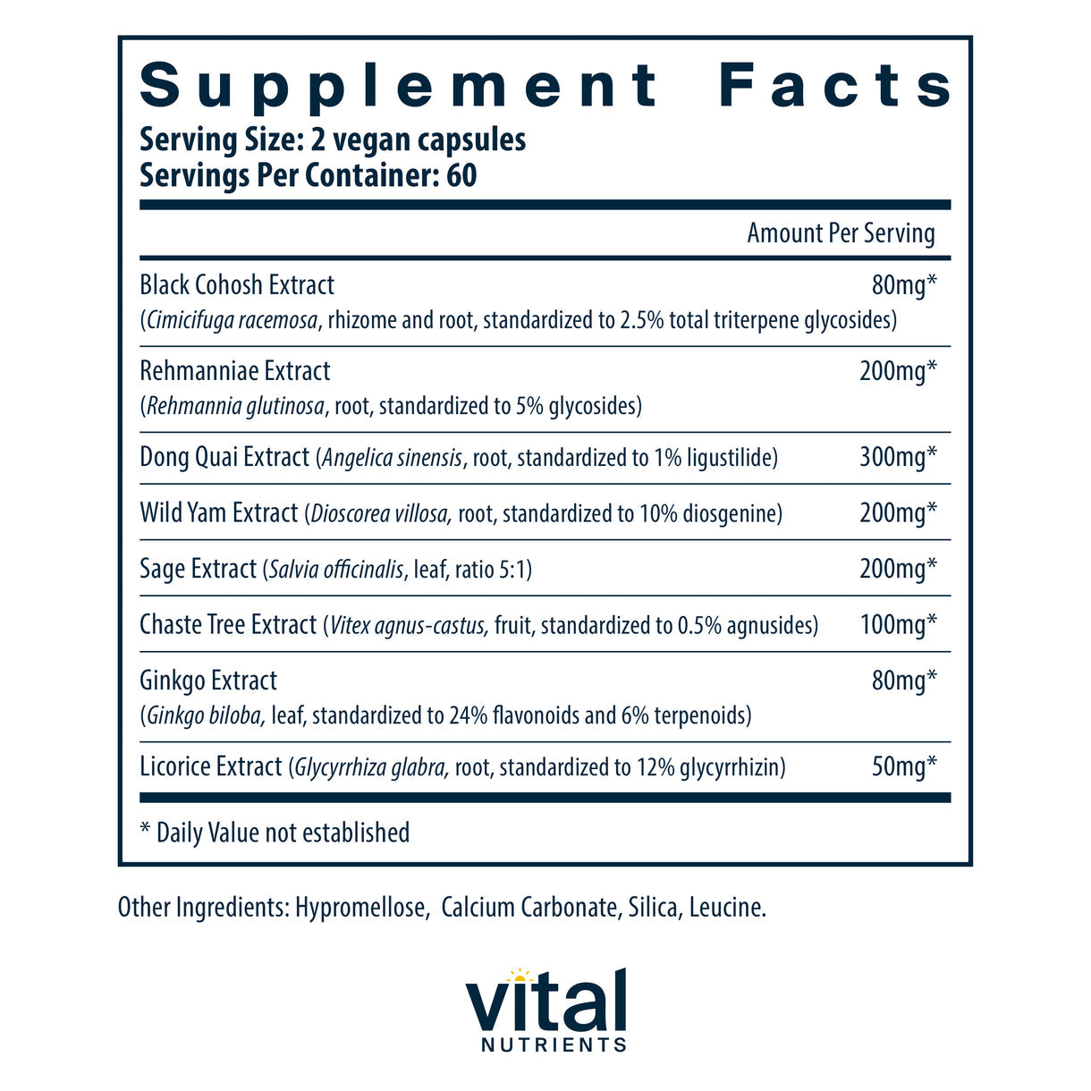 Vital Nutrients Menopause Support Supplement for Women - Natural Hormone Balance & Hot Flash Relief - Perfect for Perimenopause & Postmenopause Wellness