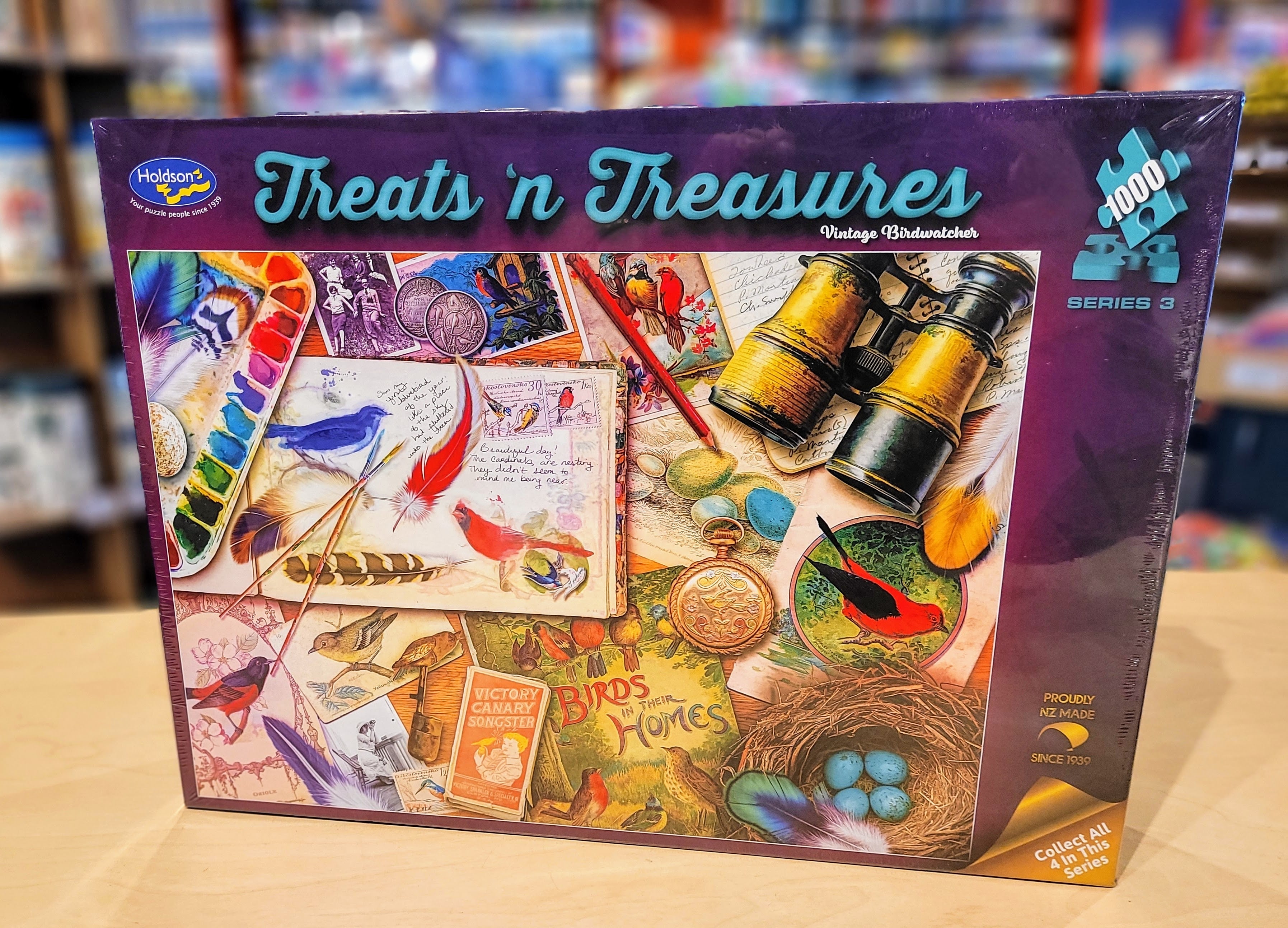 Holdson Treats n Treasure 1000-Piece Jigsaw Puzzle - Vintage Birdwatcher Scene | Challenging Adult Puzzle for Relaxation & Family Game Night