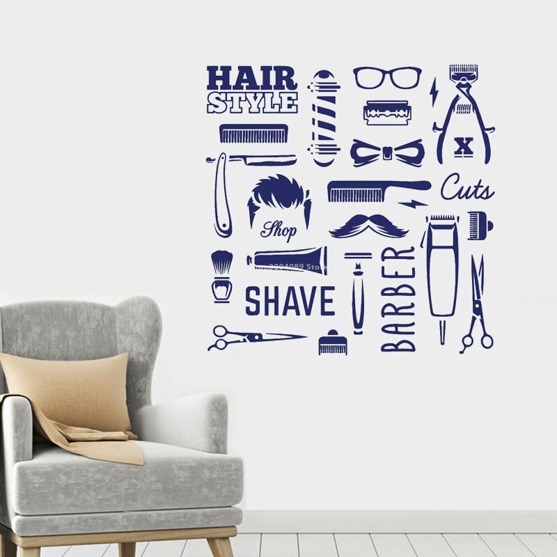 Premium Vinyl Decal Sticker for Hair Salon & Barber Shop - 42cm x 42cm Waterproof Wall Art - Perfect for Salon Decor, Styling Stations & Shave Areas