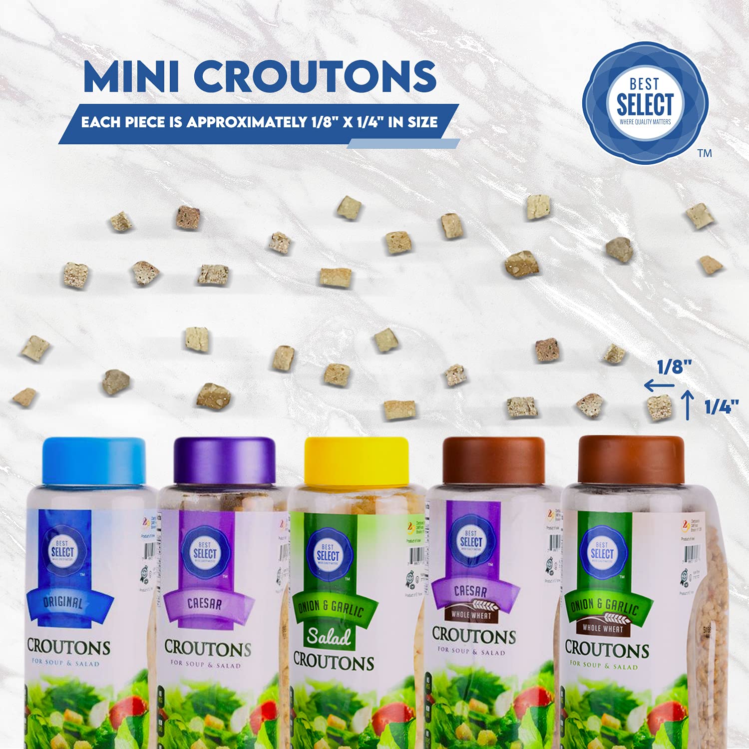Premium Caesar Croutons for Salads - Crunchy & Savory 15oz | Kosher Non-Dairy Salad Toppers in Resealable Bag | Perfect for Soups, Stuffing, Snacks & More | Ideal for Caesar Salad, Soup Garnish & Party Appetizers