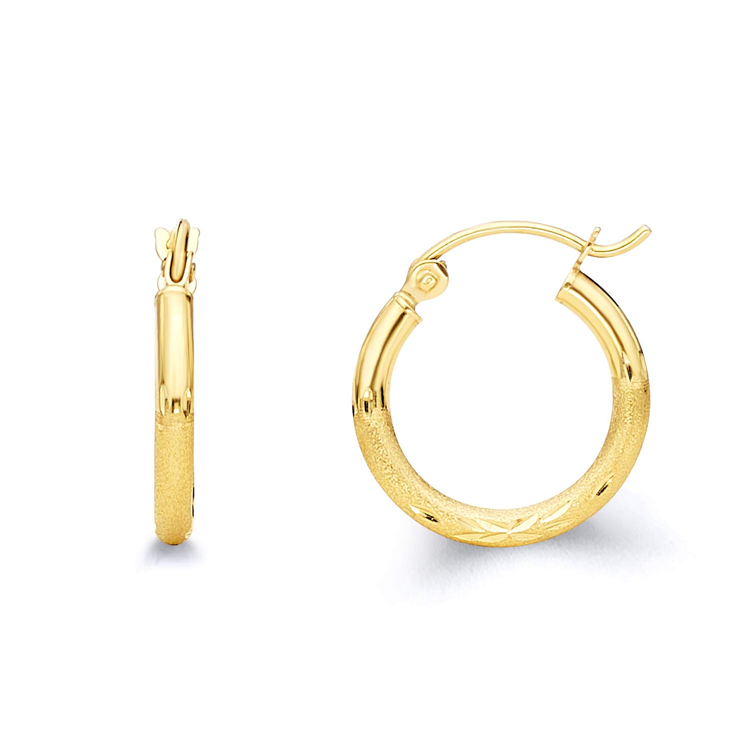 14K Yellow Gold 2mm Thin Endless Hoop Earrings for Women - 10 Sizes (14mm-30mm) | Minimalist Everyday Jewelry, Gift for Her, Wedding & Party Accessories