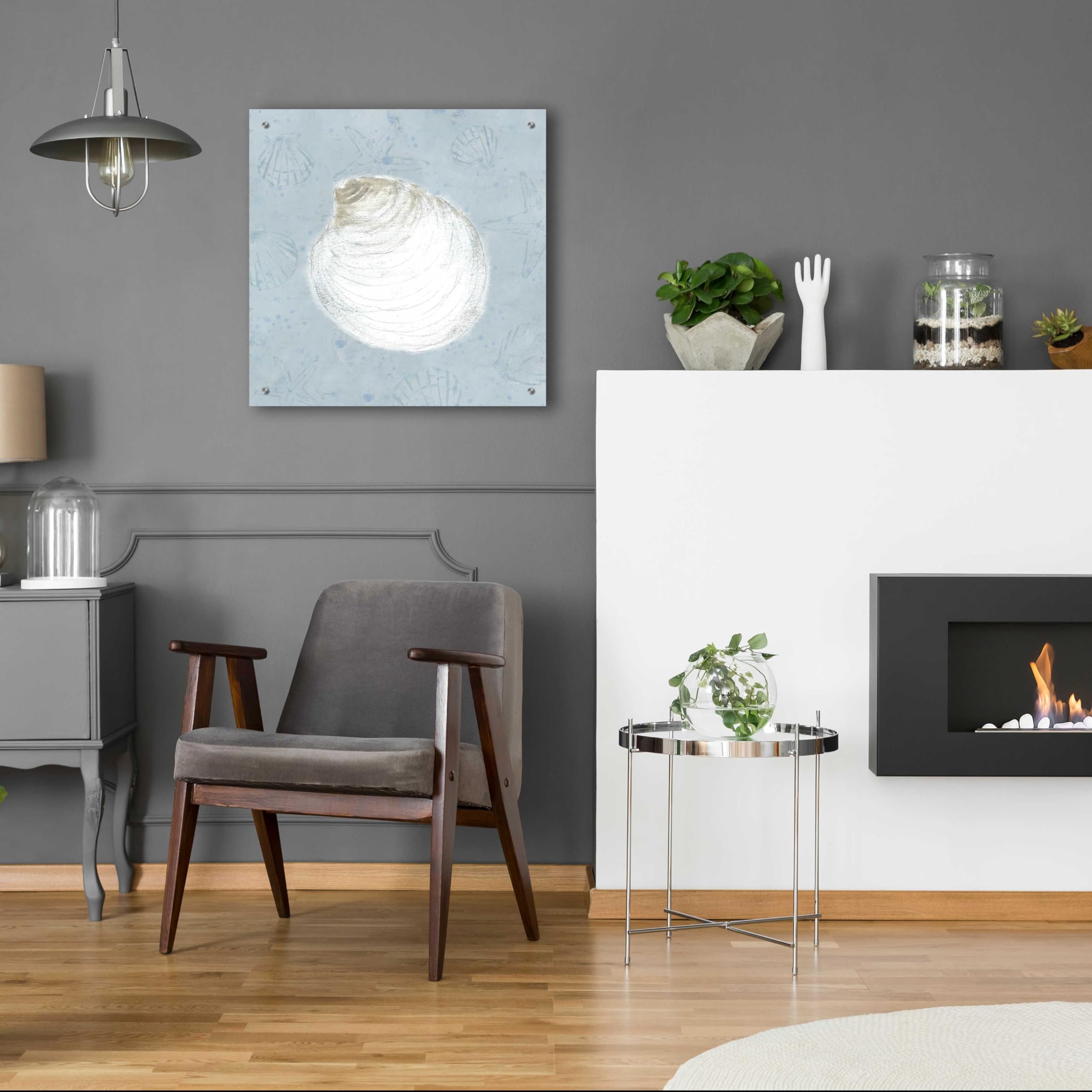 Serene Shells II by James Wiens - 24x24 Inch Acrylic Glass Wall Art Painting, Modern Coastal Home Decor for Living Room, Bedroom & Office