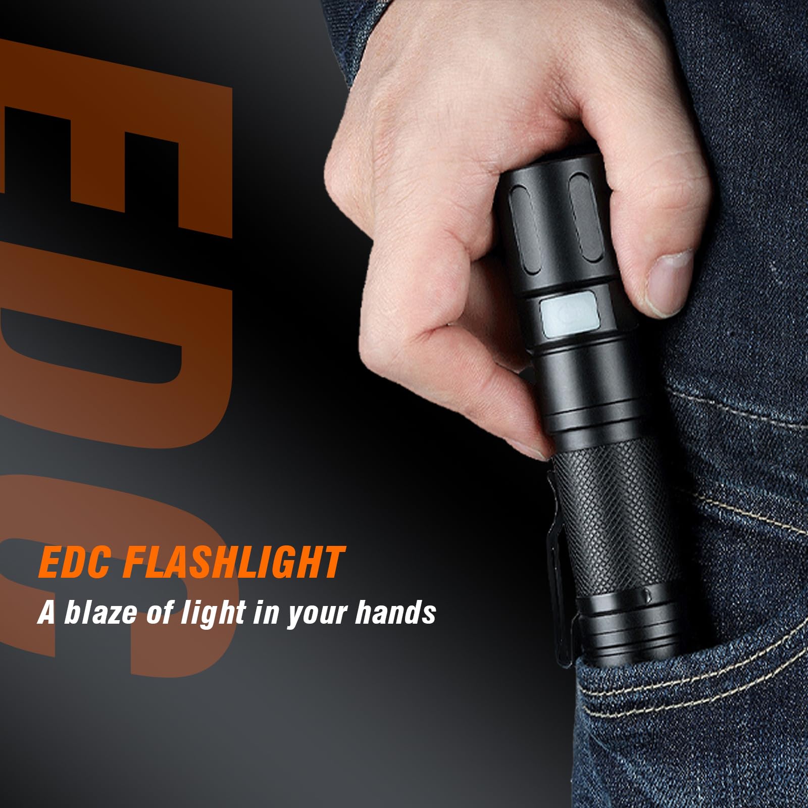 SuperFire Rechargeable Flashlight - 1000 Lumens Powerful EDC Pocket Light with 4 Modes & Water Resistant for Camping, Hiking, Emergency, Outdoor Adventures (Ideal for Home, Car, Survival Kit)