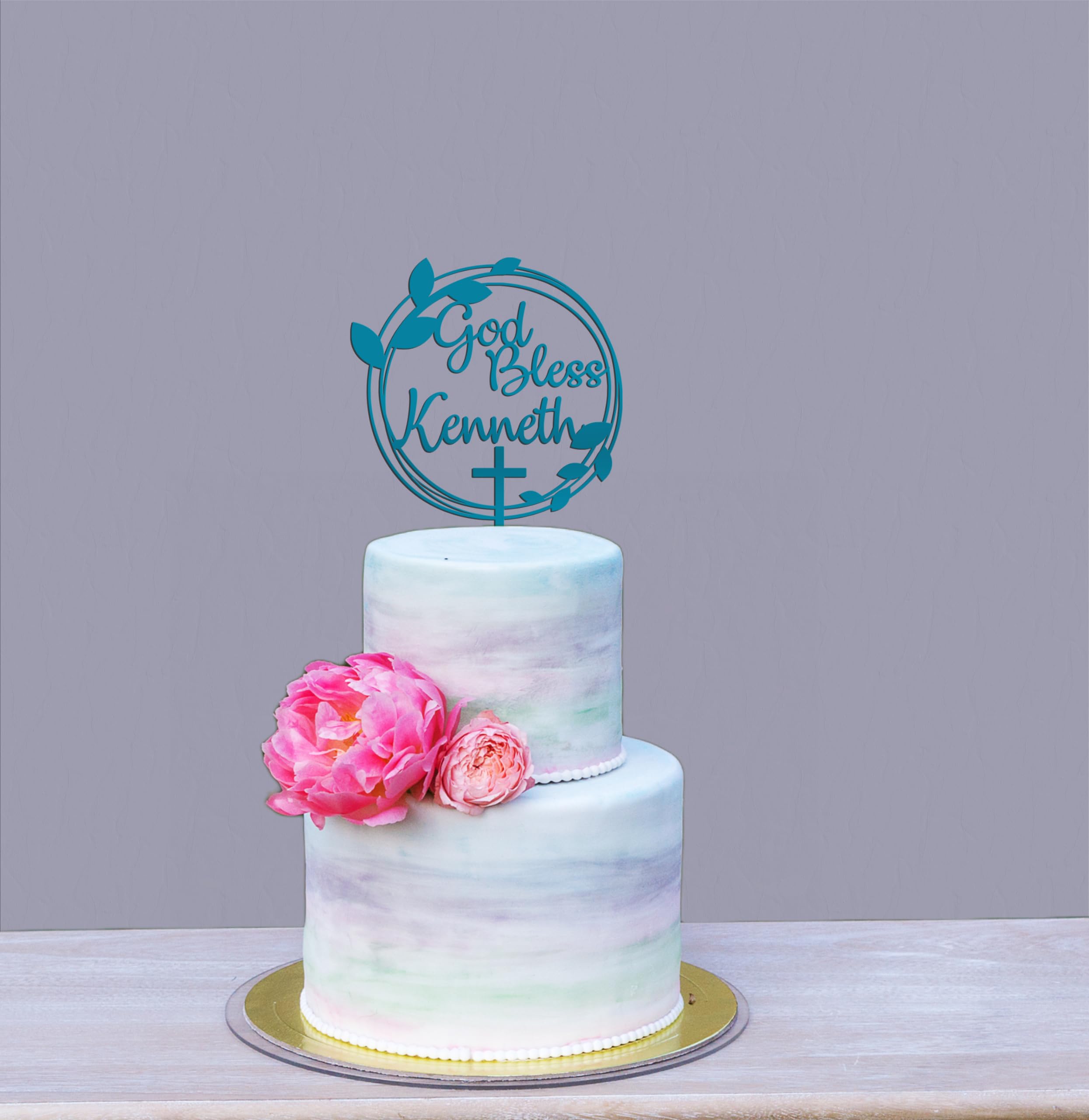 Custom Baptism Cake Topper Personalized with Name - God Bless Communion & 1st Confirmation Cake Decor - Perfect for Christening, First Holy Communion & Religious Celebration Cakes