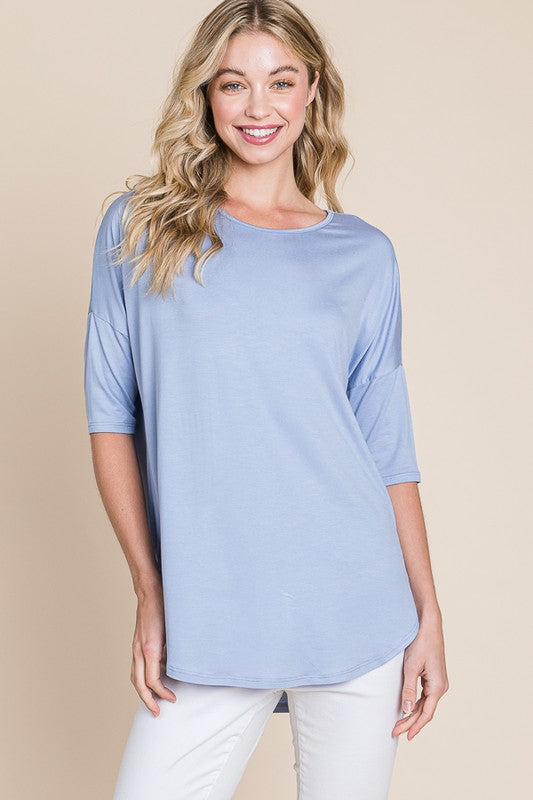 BOMBOM Women's Round Neck Half Sleeve Casual T-Shirt - Soft Cotton Comfort Fit Tee for Everyday Wear, Workout, and Outfits