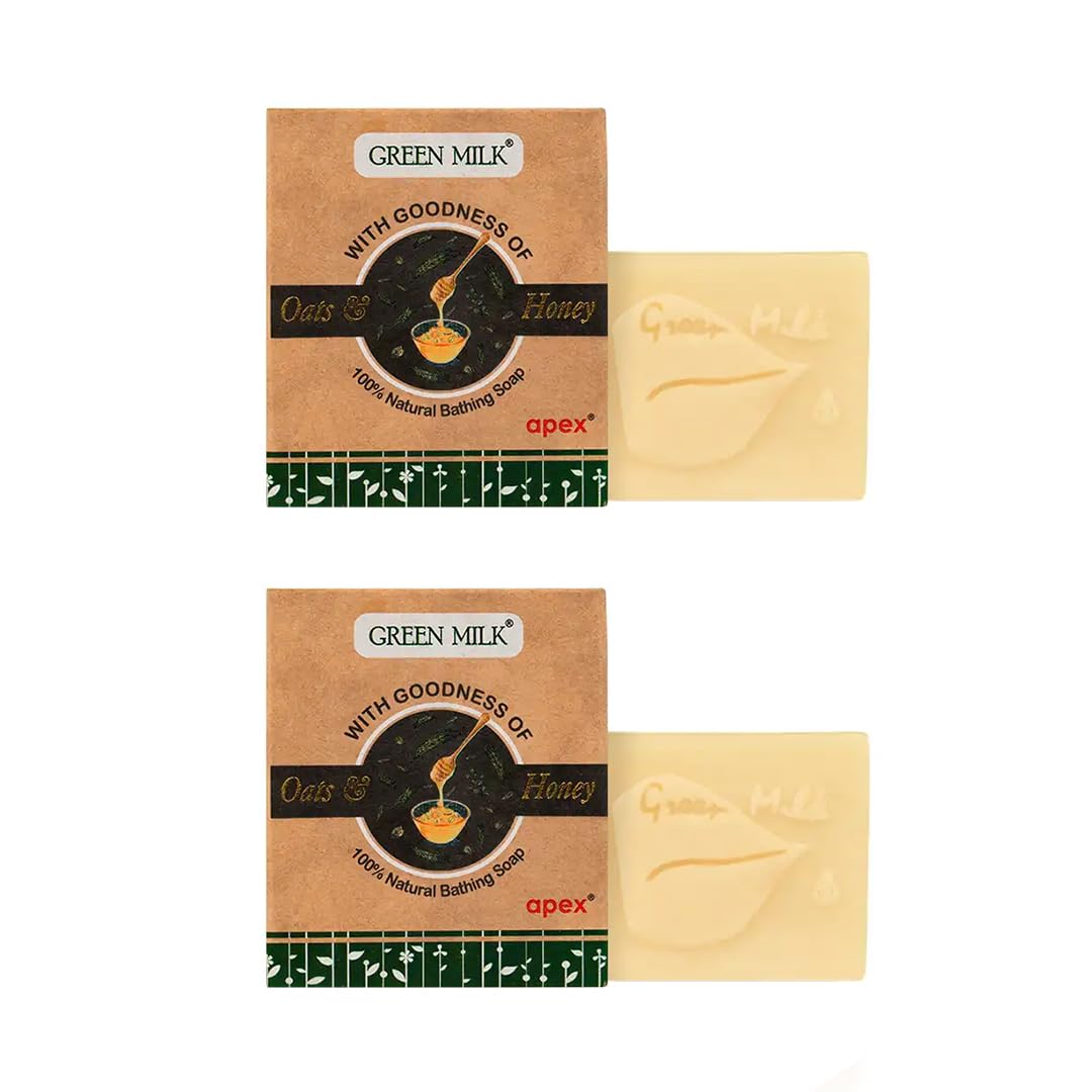 Organic Green Milk Oats & Honey Soap Bar - Natural Moisturizing & Exfoliating (2-Pack) - Perfect for Dry Skin Care & Eco-Friendly Bath Gifts