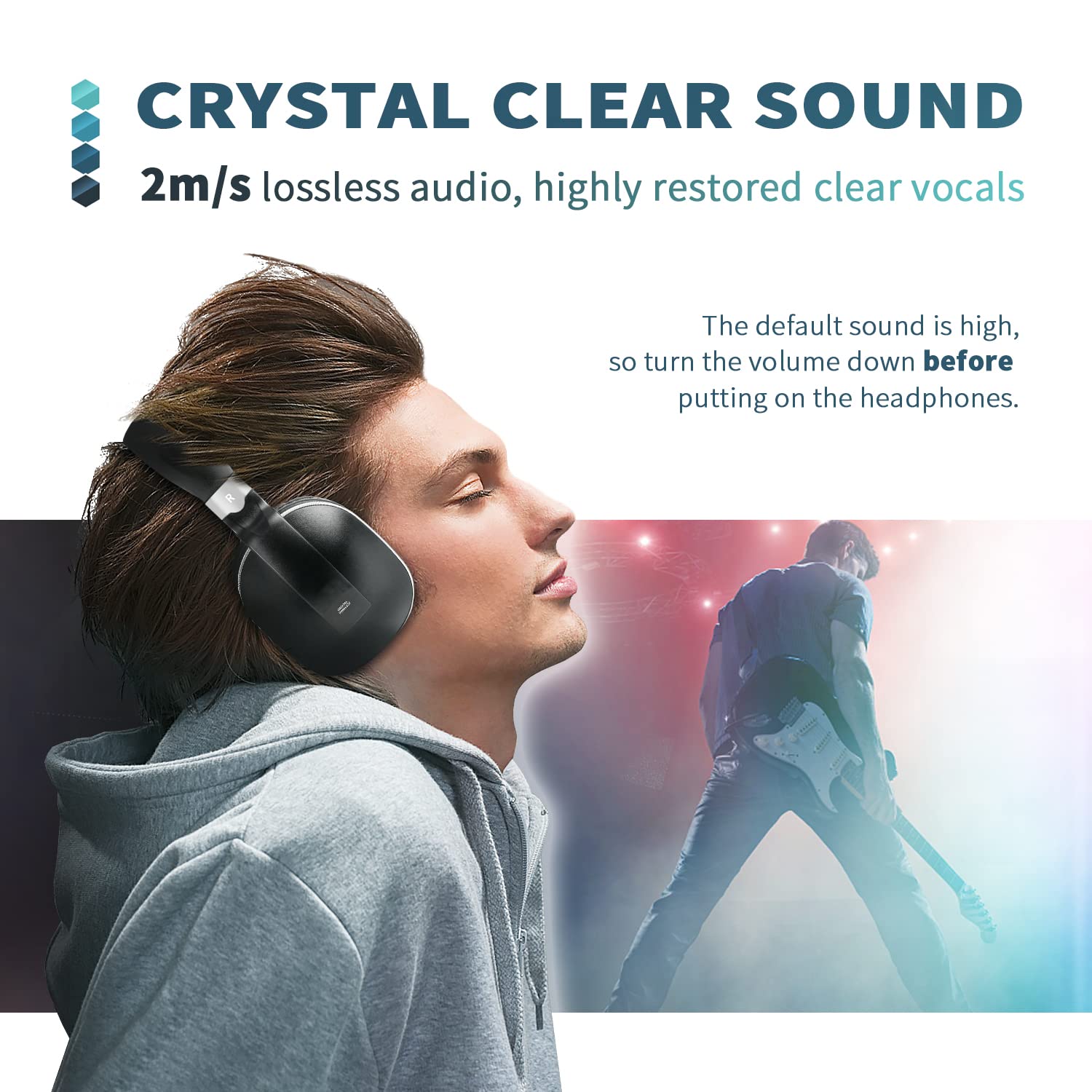 2.4GHz Wireless TV Headphones with 100ft Range - Over-Ear Stereo Headphones for Seniors & TV Watching - Rechargeable with Charging Dock (Black) - Perfect for Late Night Viewing Without Disturbing Others