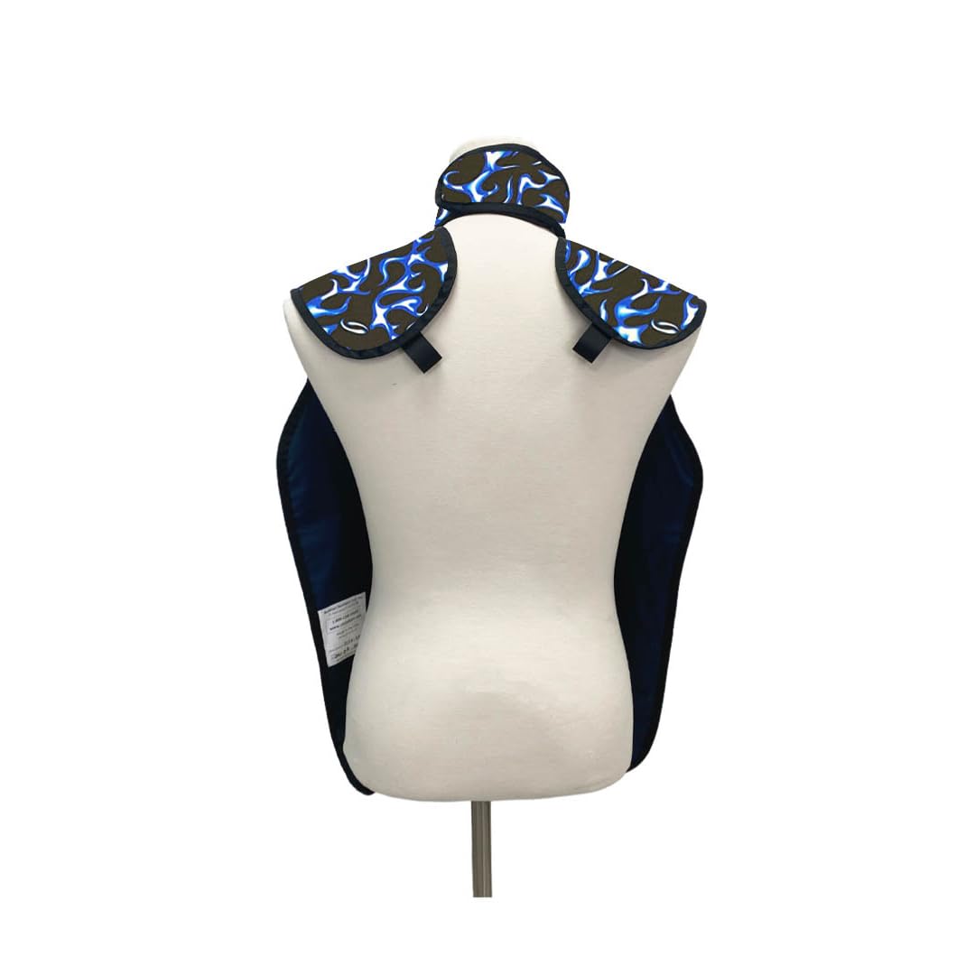 Dental Lead Apron with Thyroid Shield - .25mm Economy Lead Protection - Hook & Loop Closure - One Size Fits All - Made in USA (Blue Flame) - Perfect for X-Ray, Dental Exams & Medical Procedures