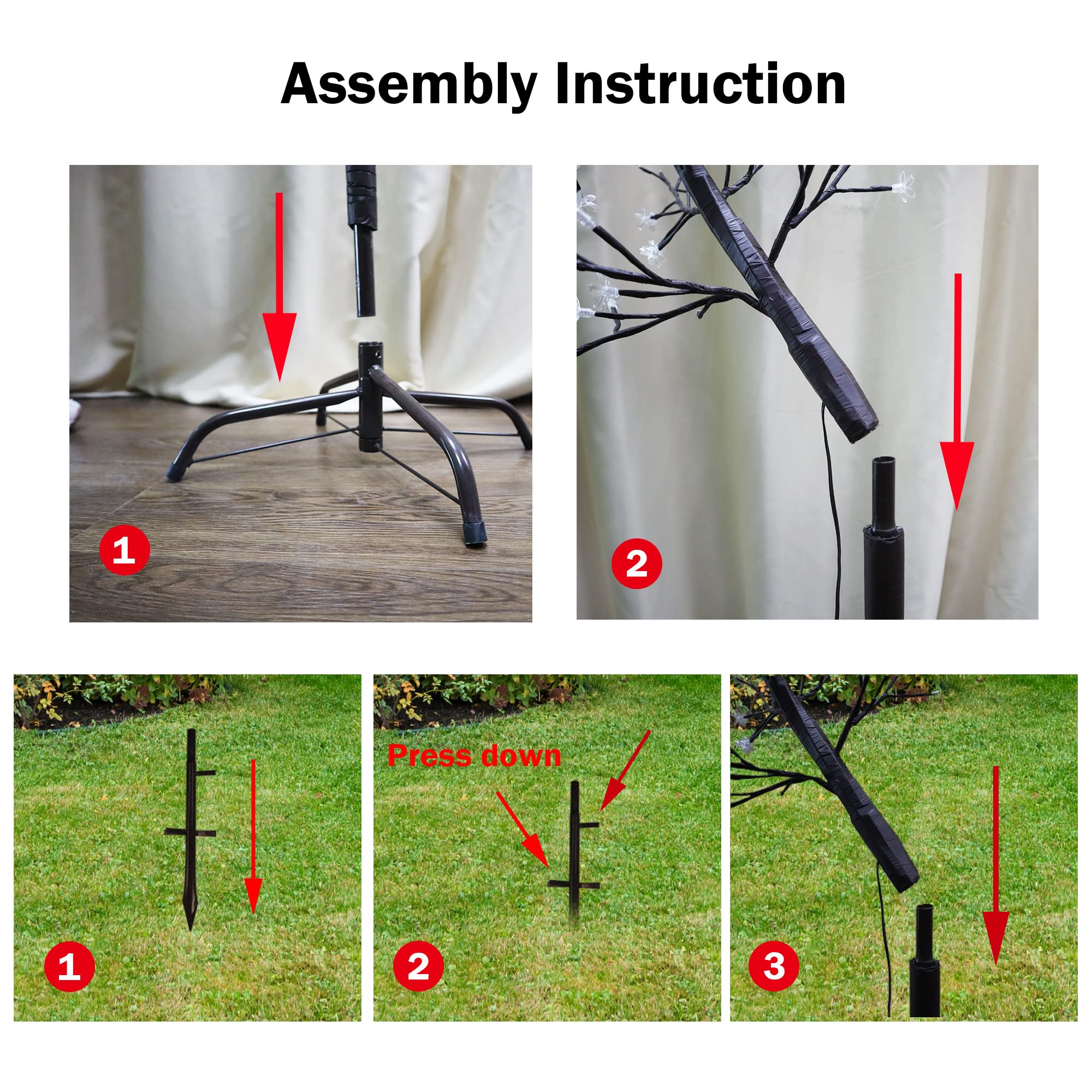 FUCHSUN 6FT 200 LED Solar Cherry Blossom Tree Light - Outdoor Waterproof Garden Decor with Warm White Lights for Patio, Yard, Pathway, Wedding, Festival, Christmas Decoration | Perfect for Backyard, Lawn, Porch & Landscape Lighting