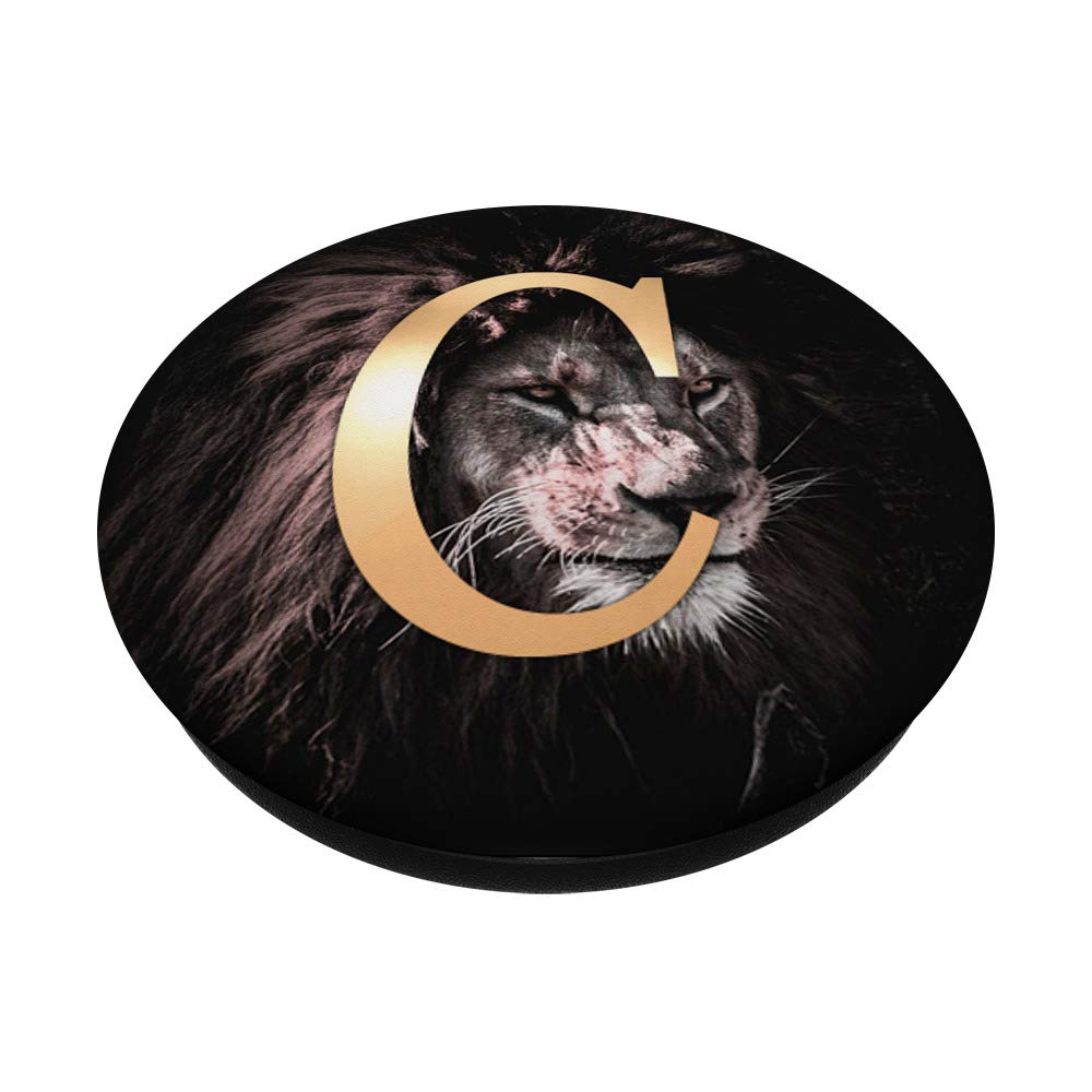 Light Golden Letter C Grip - Swappable PopGrip with Lion Design for Phones & Tablets - Perfect for Daily Use, Travel, and Personalized Style