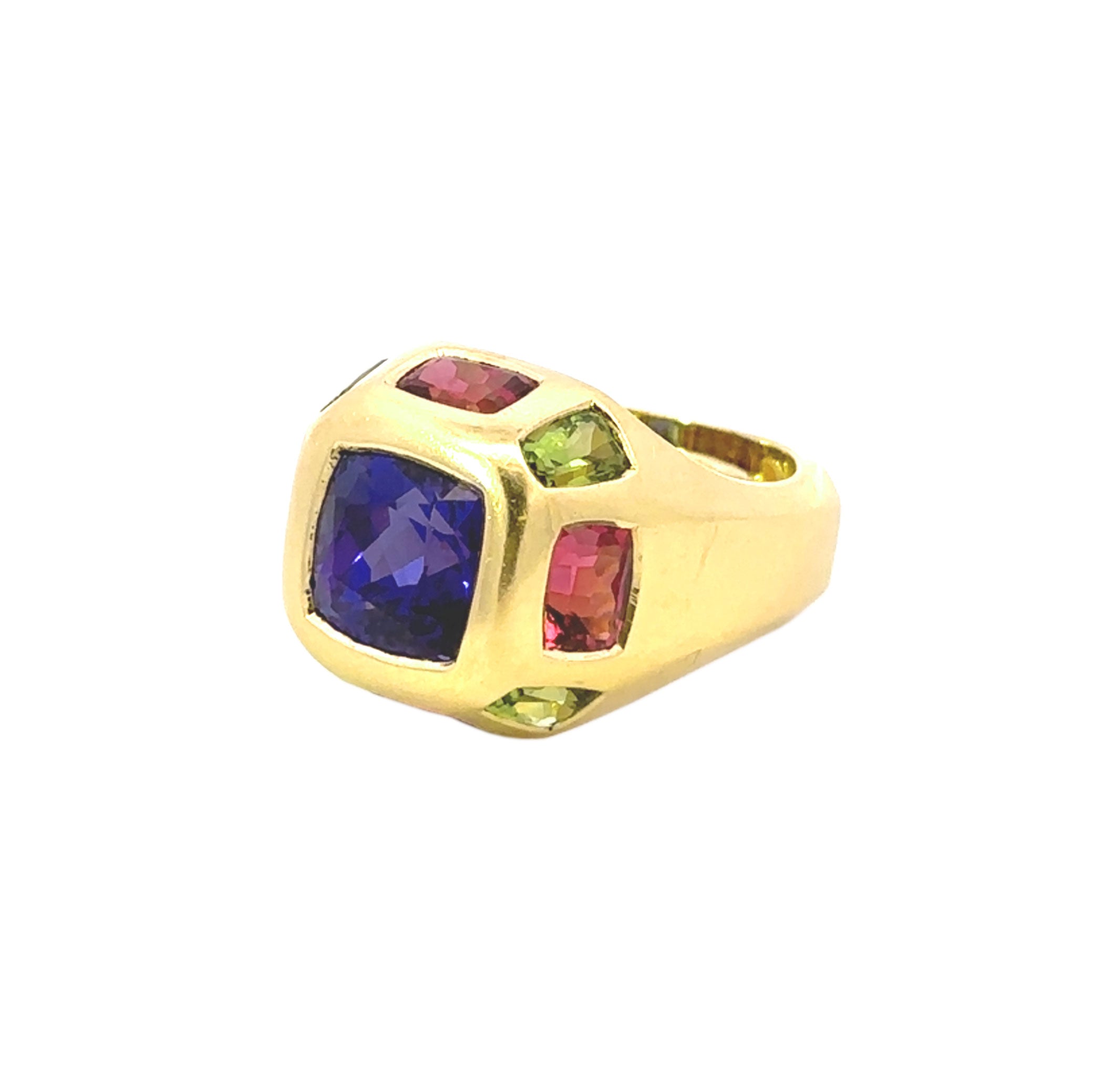 Exquisite Vintage Tanzanite and Tourmaline Ring - Handcrafted Silver Jewelry for Women, Perfect for Weddings, Anniversaries & Special Occasions