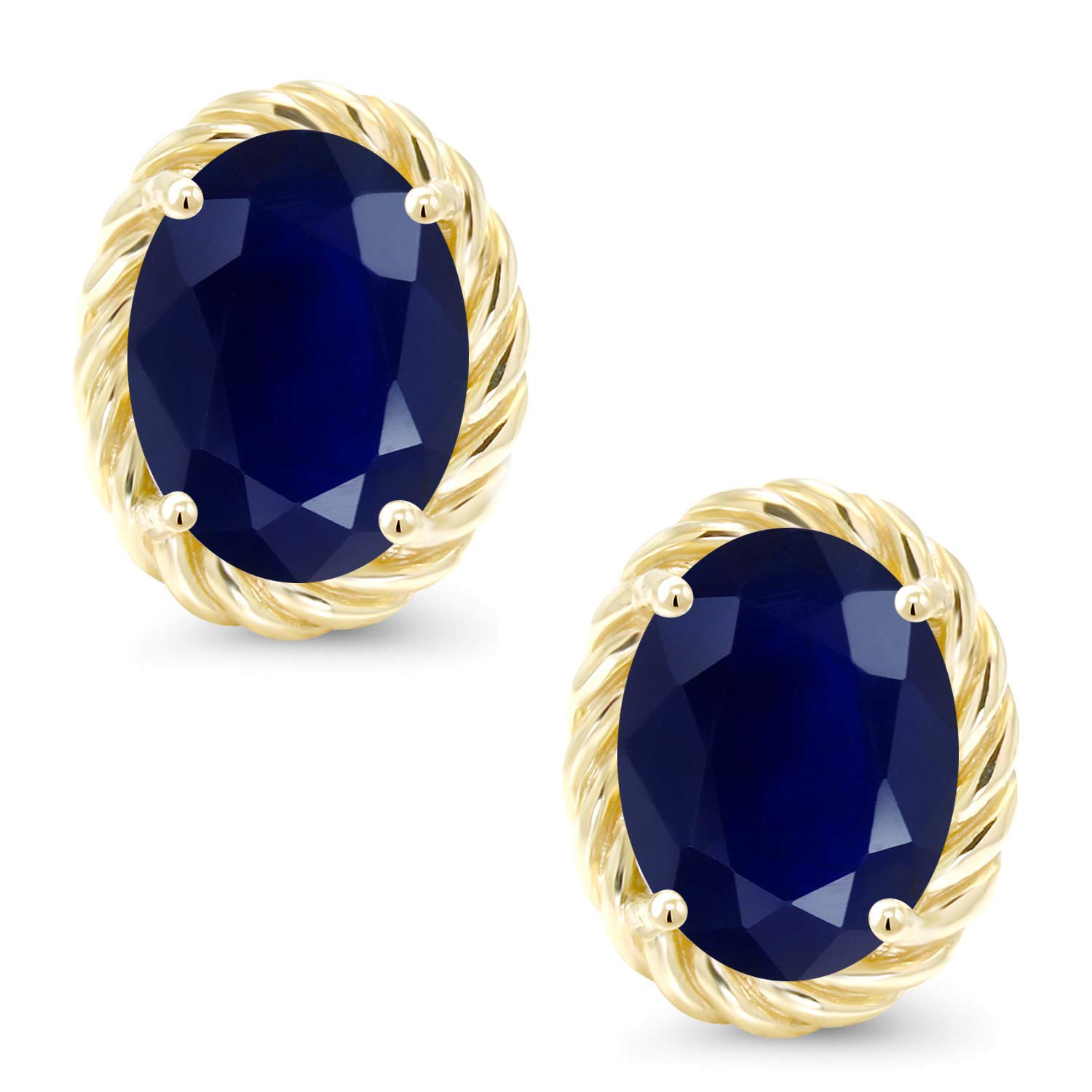 14K Yellow Gold 8X6MM Oval Gemstone Birthstone Earrings for Women & Men | Personalized Zodiac Jewelry Gift | Perfect for Anniversaries, Birthdays & Special Occasions