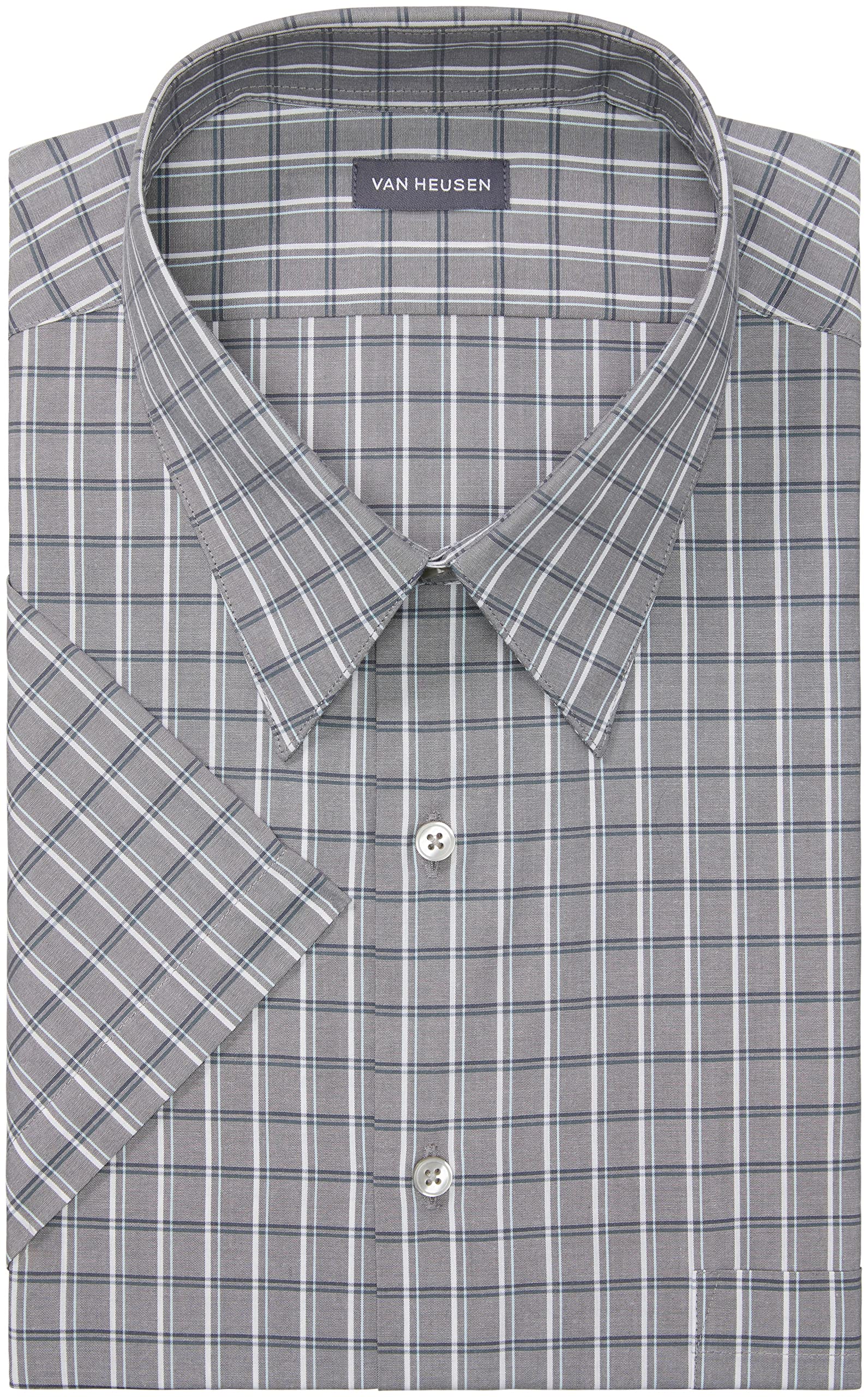 Van Heusen Men's Big & Tall Short Sleeve Dress Shirt - Premium Poplin Solid Oxford Shirt for Business Casual & Office Wear