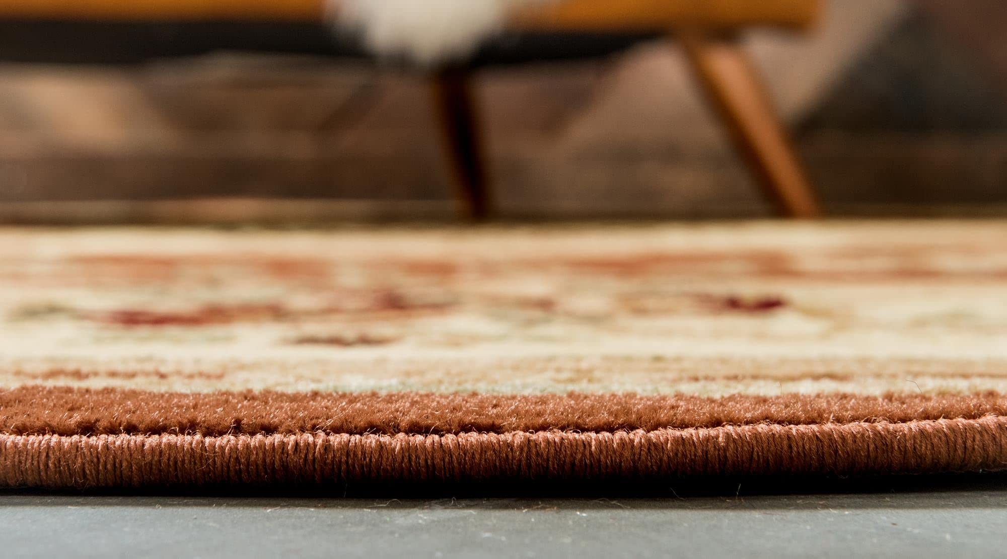 Chateau Collection 6 Ft Round Brick Red Area Rug - Soft Medium Pile for Kitchens & Dining Rooms | Perfect for Farmhouse, Boho & Modern Home Decor
