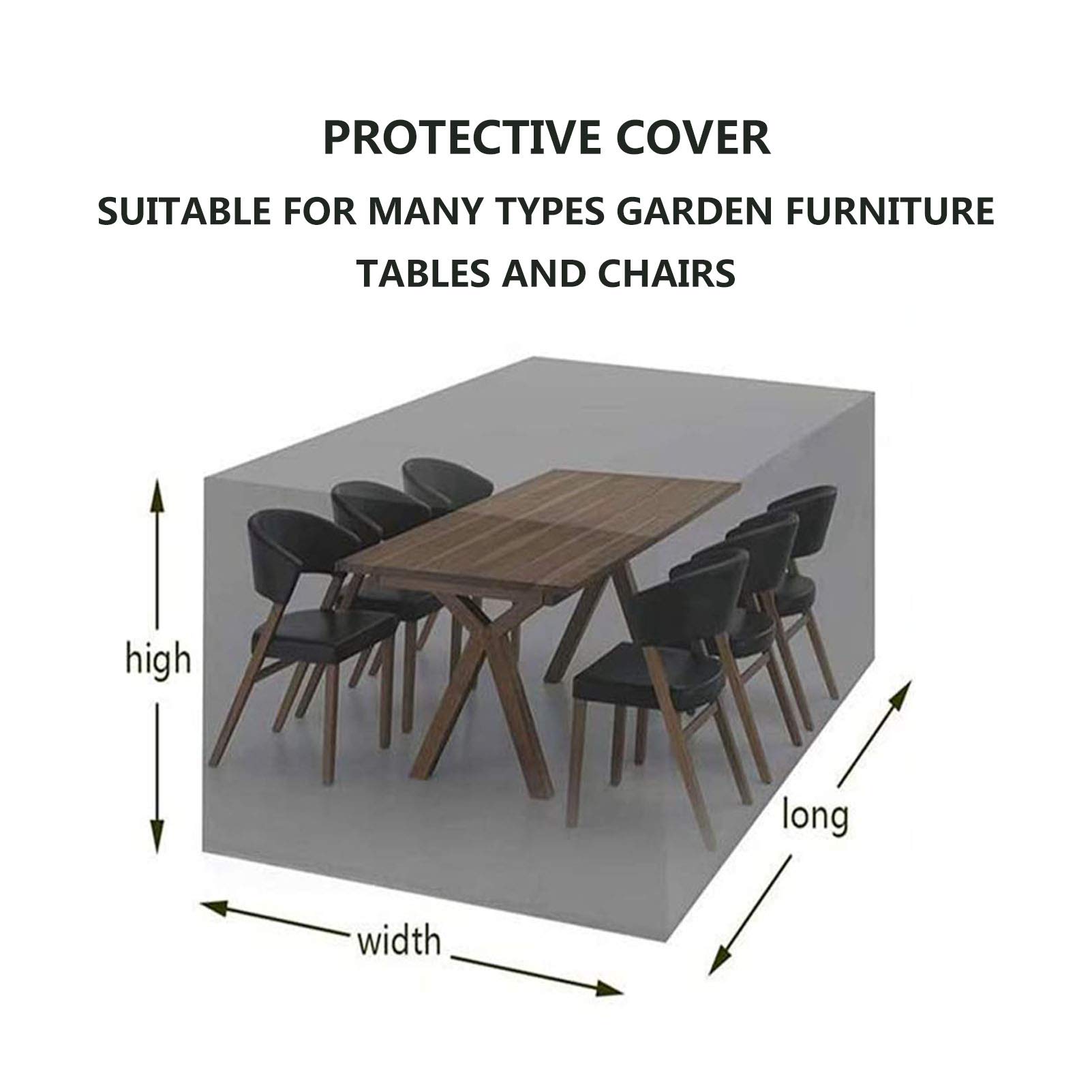 Heavy Duty 420D Oxford Waterproof Outdoor Garden Furniture Cover 140x104x36in - Large Rectangular Patio Cover for Rain, Snow, Dust & Wind Protection - Perfect for Square Tables, Chairs & Outdoor Dining Sets