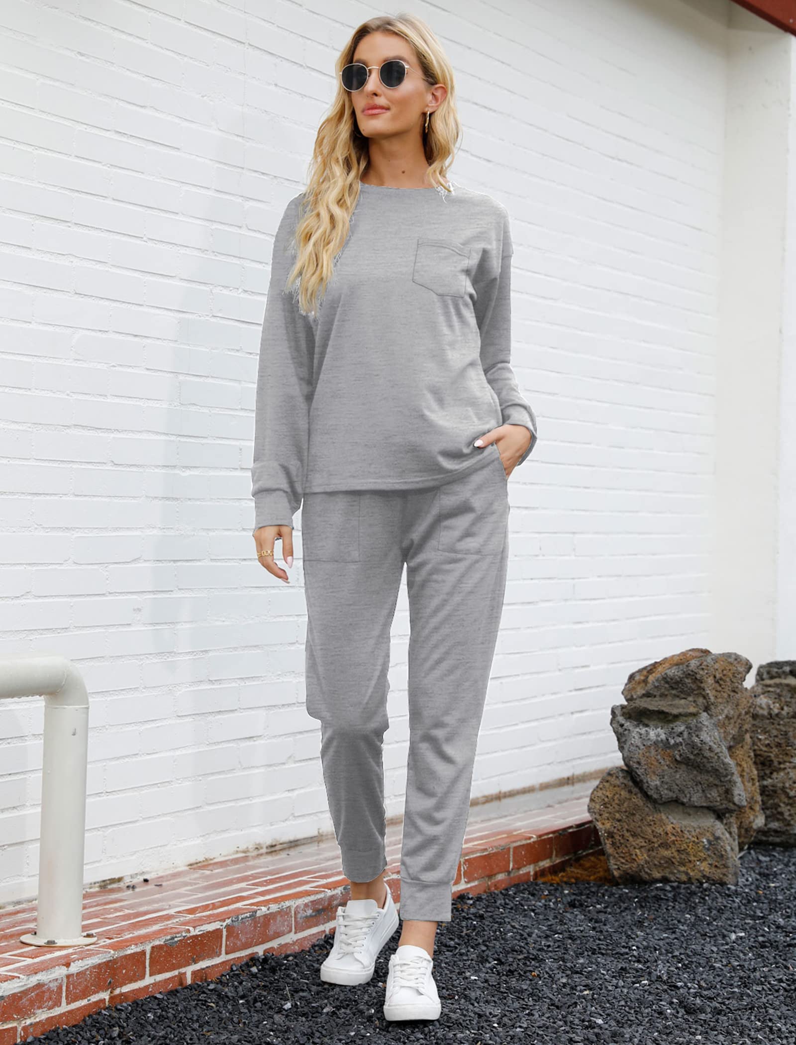 Bofell Women's 2-Piece Lounge Set - Trendy Travel Outfits & Comfy Sweatsuits, Soft Pajama Set for Home, Vacation & Airplane Travel | 2024 Fashion Casual Wear