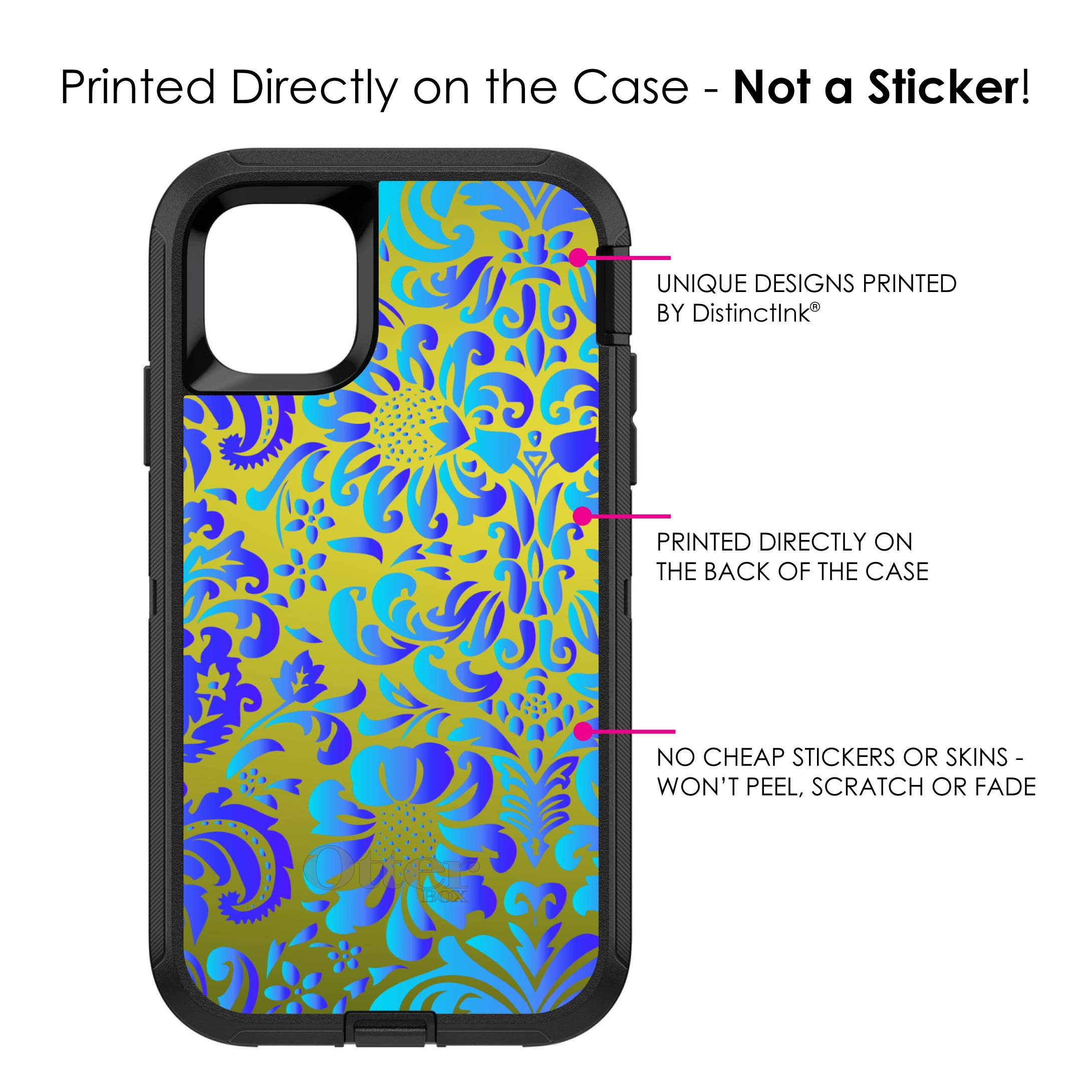 DistinctInk iPhone 11 Pro MAX Case (6.5 Inch) - Durable Protective Phone Cover with Floral Pattern (Green/Blue/Teal) - Shockproof Slim Design for Everyday Use, Travel & Outdoor Activities