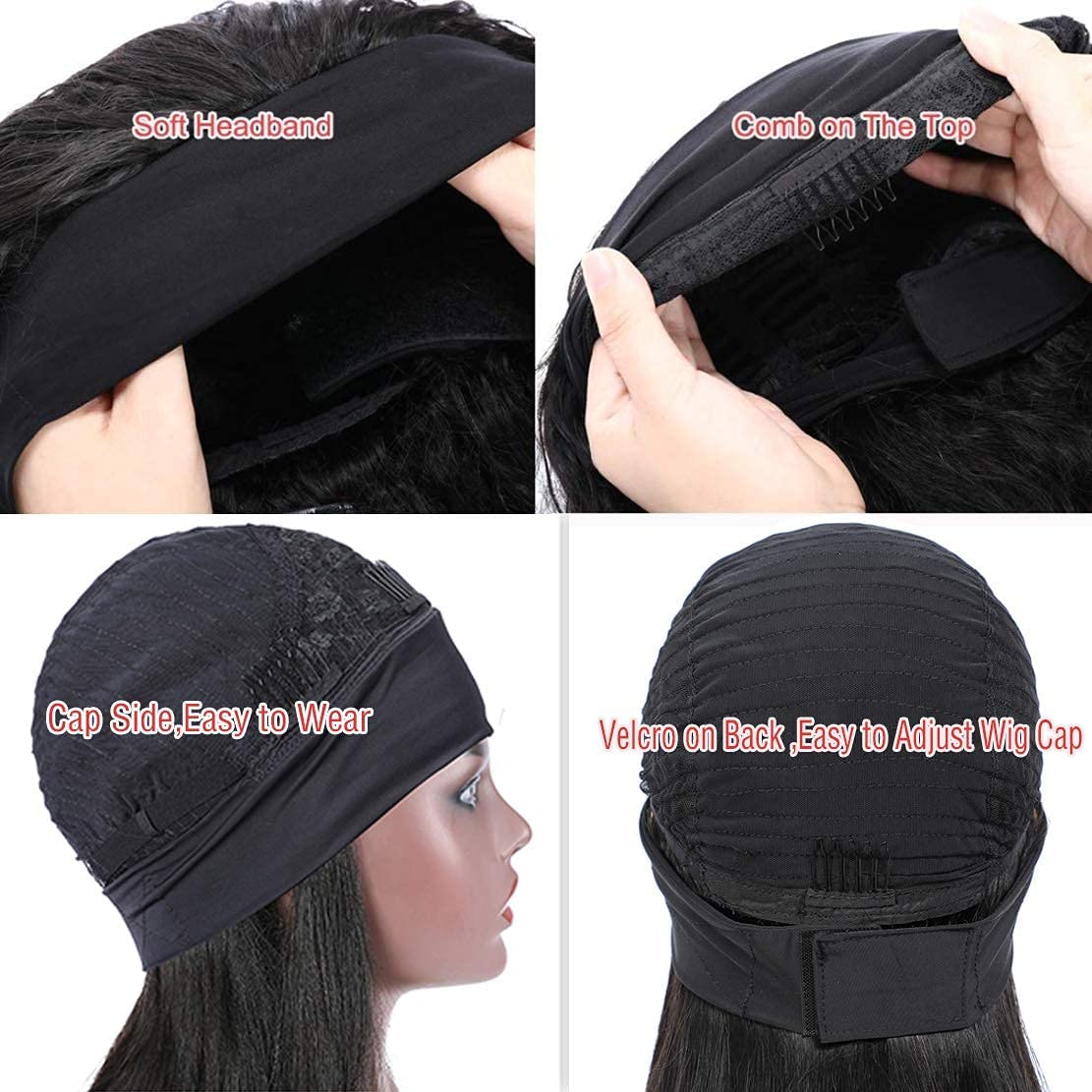 26 Inch Deep Wave Headband Wig - 100% Virgin Human Hair for Black Women | Glueless Curly Headband Wig with Natural Color | Perfect for Daily Wear, Parties & Special Occasions