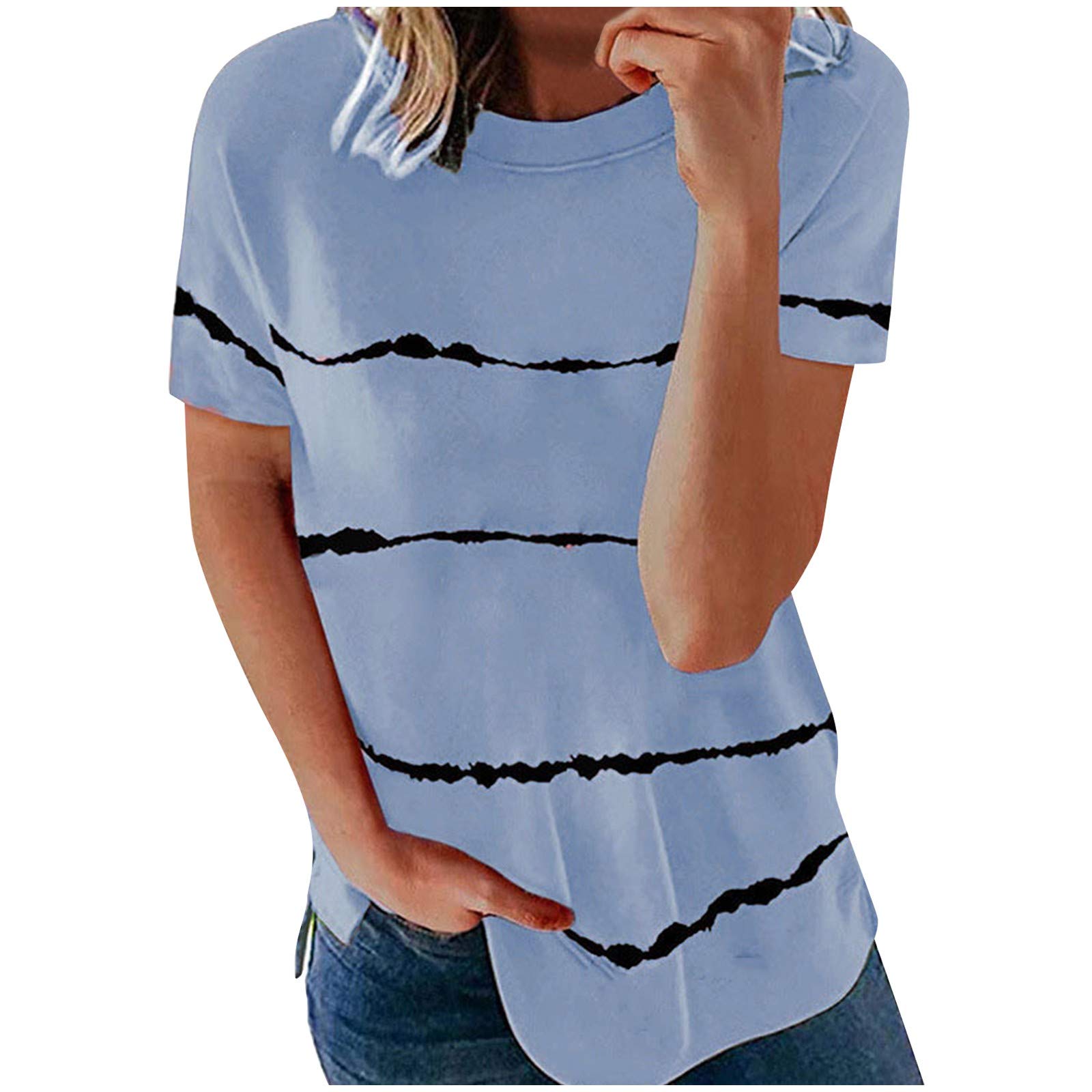 Plus Size Women's Summer Casual Tops - Short Sleeve V-Neck Loose Tee with Petal Sleeves | Dressy Casual Shirts for Work, Weekend & Vacation