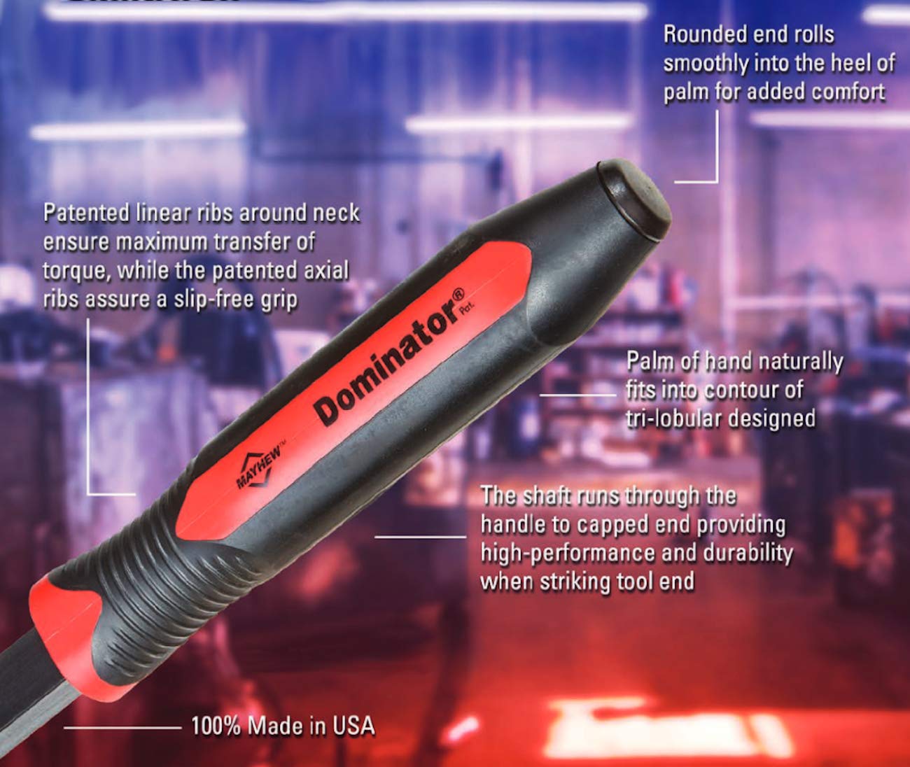 Mayhew Tools 14120 Dominator Pro 58-Inch Curved Pry Bar - Heavy Duty Red Construction Pry Bar for Demolition, Auto Repair & Home Improvement Projects