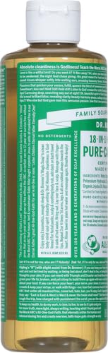 Dr. Bronner's Organic 18-in-1 Hemp Almond Pure-Castile Liquid Soap - 16oz (1 Pound) - Vegan, Cruelty-Free, Multipurpose Soap for Body, Face, Hair & Household Cleaning - Pack of 1 | Perfect for Shower, Bath, Travel & Eco-Friendly Home Use