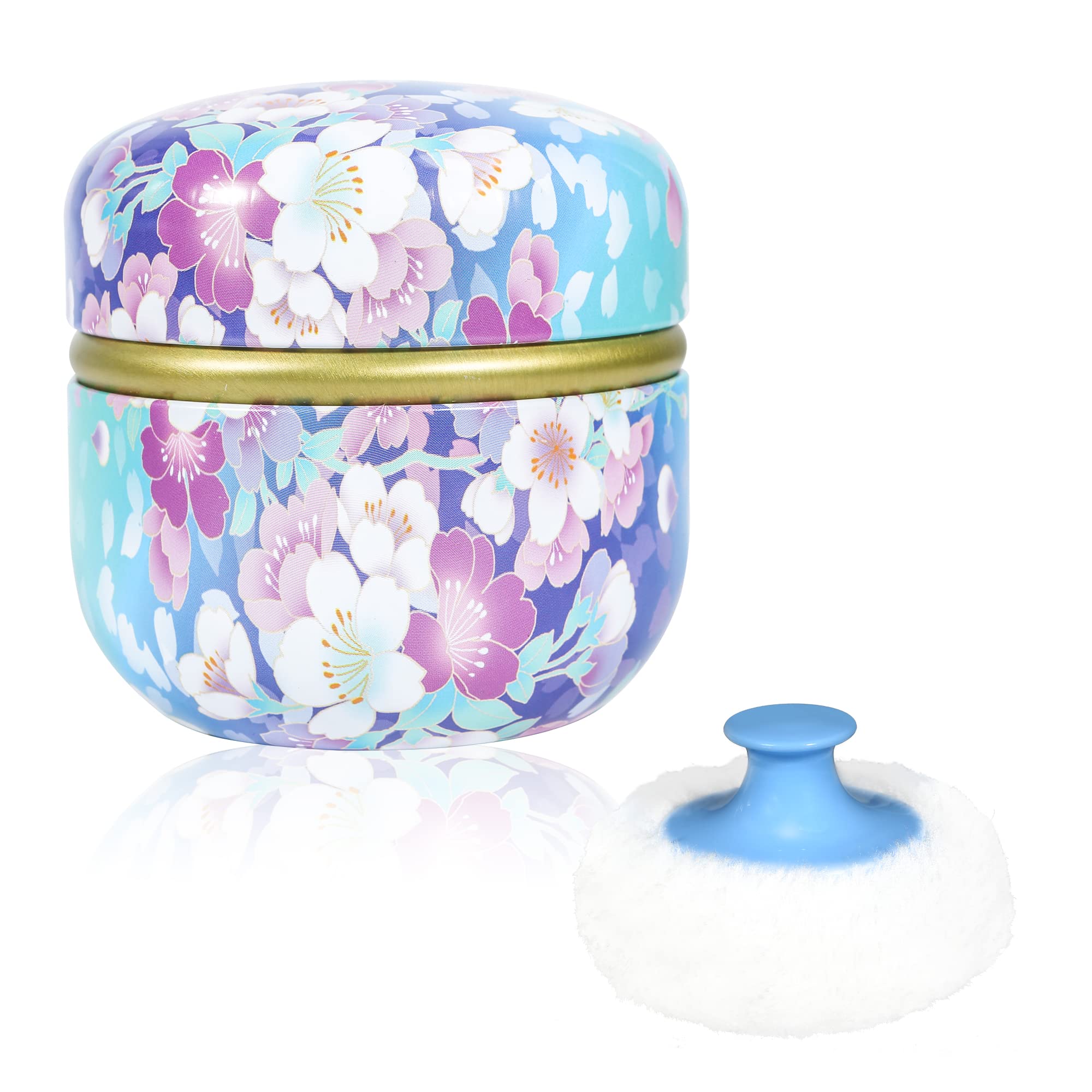 WEMEGA Portable Body Powder Case with Soft Powder Puff - Compact Powder Container & Tea Storage Box for Women & Baby - Travel-Friendly Cosmetic Organizer (Flower Blooming Design) - Perfect for On-the-Go Touch Ups, Baby Care & Travel Essentials