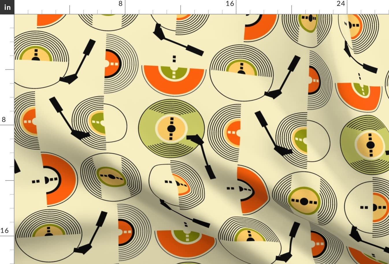 Nostalgic Beige Retro Geometric 80s Music Print Minky Fabric by The Yard - Soft Plush Material for Sewing Baby Blankets, Quilt Backing & DIY Crafts | Perfect for Nursery Decor, Throw Pillows & Cozy Home Textiles