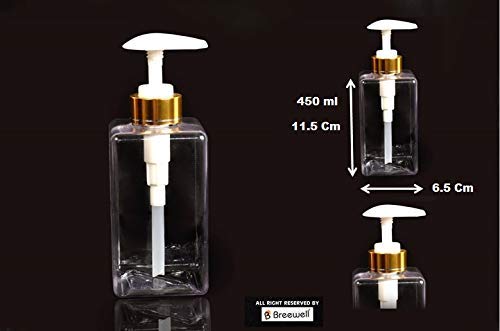 Boriva 450ml Empty Square Bottles Dispenser for Lotion, Shampoo, Conditioner & Massage Oil | Refillable Plastic Containers for Salon, Spa, Travel & Home Use