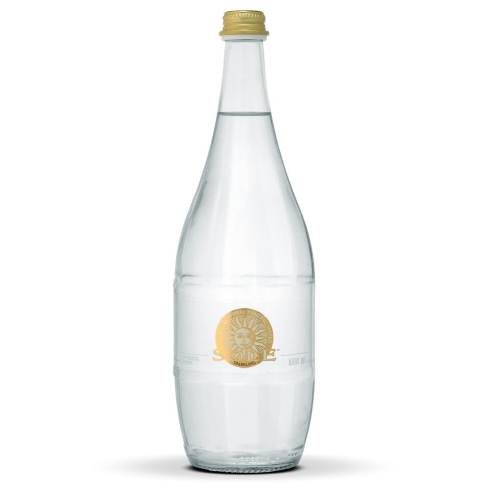 Premium Italian Sparkling Mineral Water in Glass Bottles - 1000ml, 6 Pack - Perfect for Parties, Restaurants & Healthy Hydration