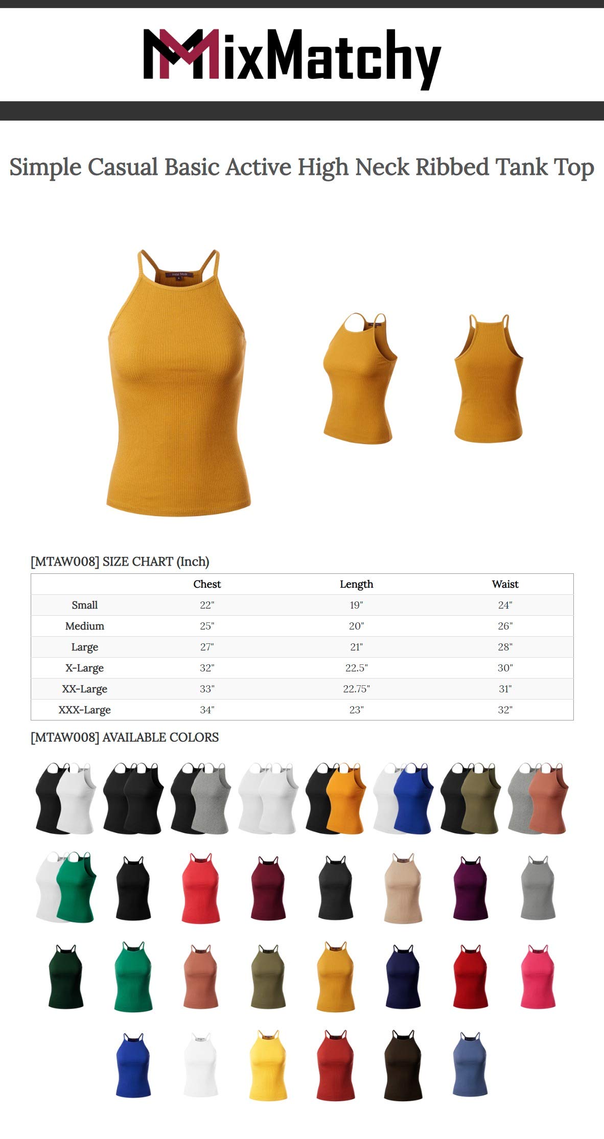 MixMatchy Women's Basic Ribbed High Neck Tank Top - Casual & Active Wear for Gym, Yoga, and Everyday Outfits