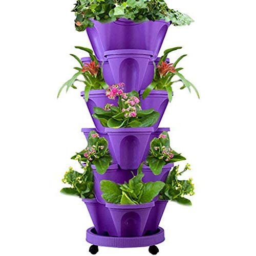 CETOOTF 6-Tier Stackable Vertical Garden Planter - Space Saving Strawberry, Flower, Herb & Vegetable Planting Pots (Purple/Green/White/Beige/Pink/Red) | Indoor & Outdoor Gardening, Balcony Decor, Small Space Solution