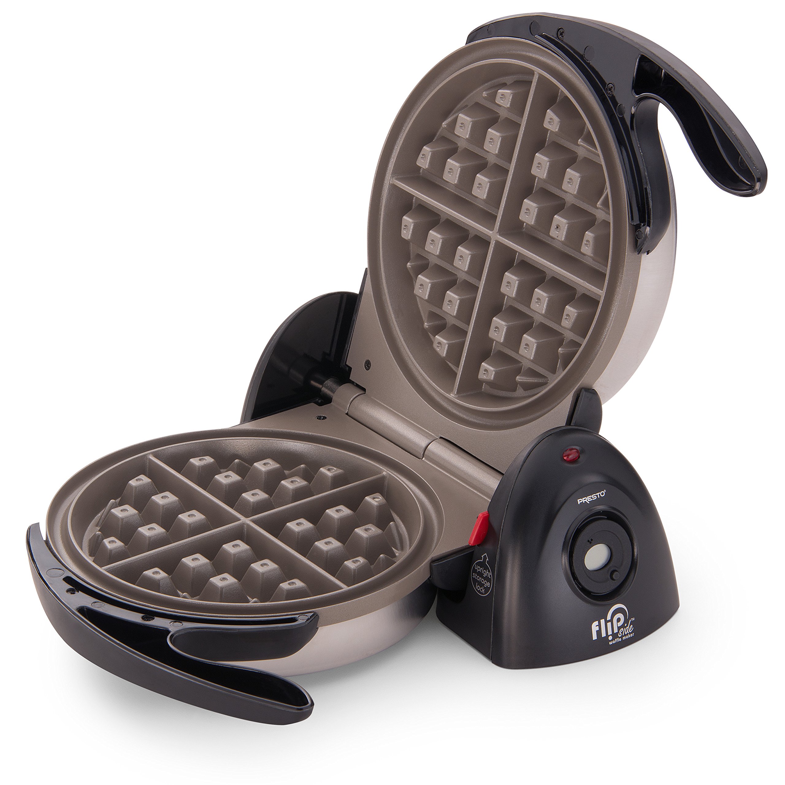 Presto 03510 Black Ceramic FlipSide Belgian Waffle Maker - Perfect for Breakfast, Brunch & Family Gatherings