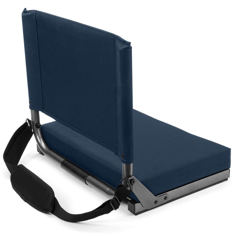 Cascade Mountain Tech Deluxe Ultra Padded Stadium Seat - Comfortable Portable Bleacher Cushion for Football, Baseball, Concerts & Outdoor Events (Black, One Size)