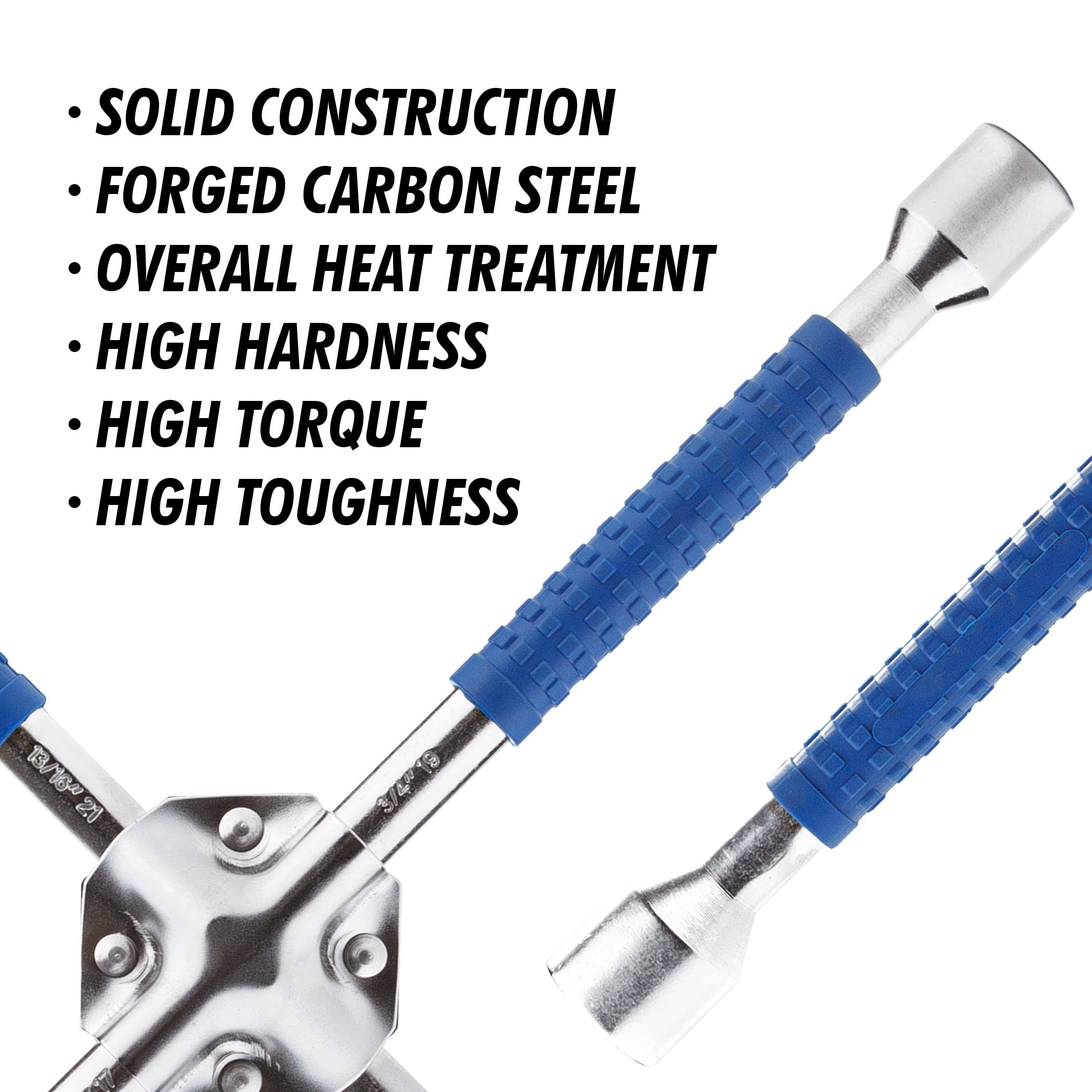 CARTMAN 18 Inch Universal Heavy Duty Lug Wrench - Non-Slip 4-Way Tire Iron for Trucks, SUVs & Cars - Perfect for Emergency Roadside Tire Changes & Auto Repairs