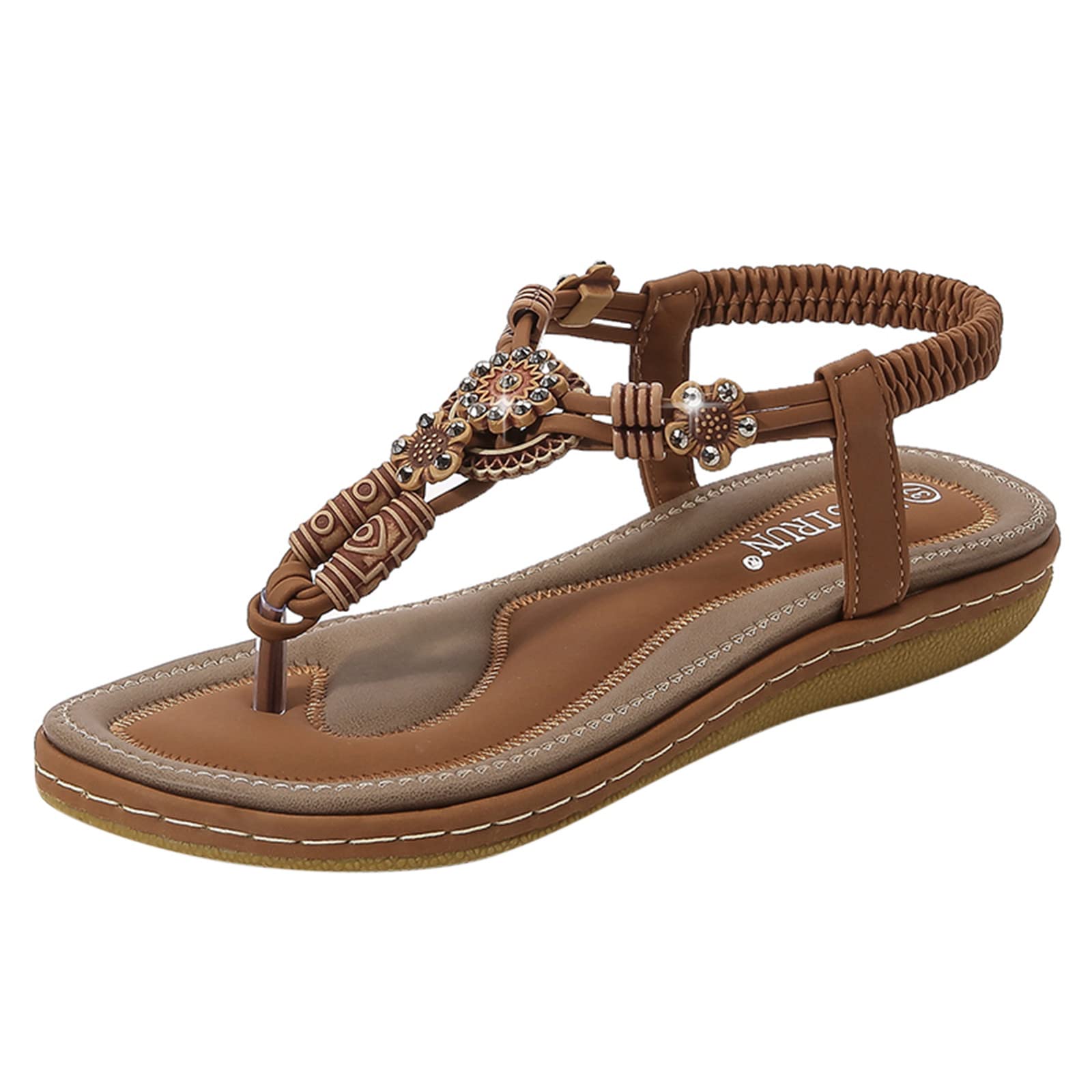 Masbird Women's Bohemian Beaded Wedge Sandals - Elastic Strap Beach Shoes for Ladies - Perfect for Summer, Vacation, and Casual Outings