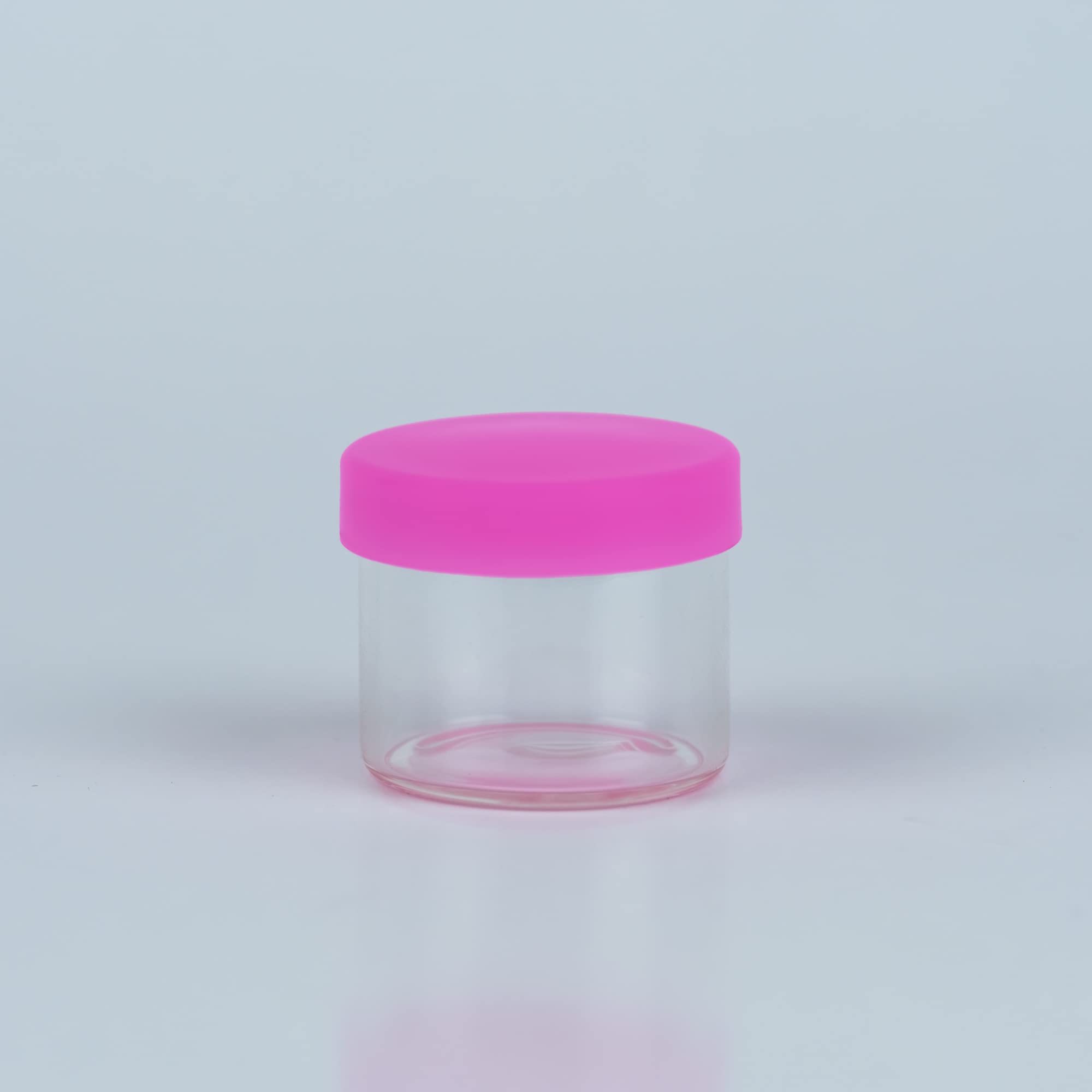 100-Pack 6ml Round Glass Jars with Silicone Lids - Airtight No-Neck Concentrate Containers for Essential Oils, Waxes, Balms, Cosmetics & DIY Crafts | Perfect for Home Storage, Travel & Gift Packaging (Pink)