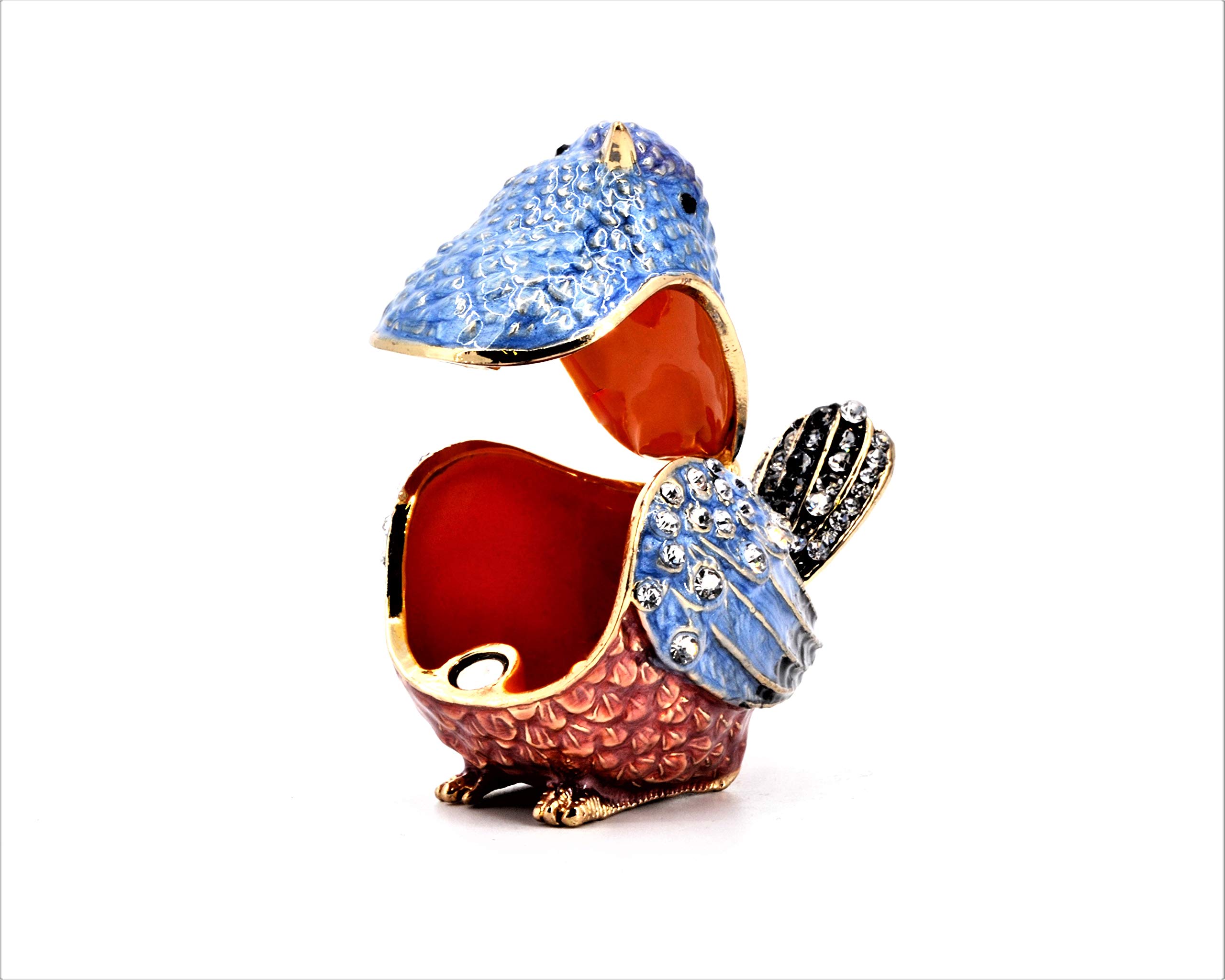 Blue Sparrow Trinket Box with Austrian Crystals - Jewelry Storage Gift