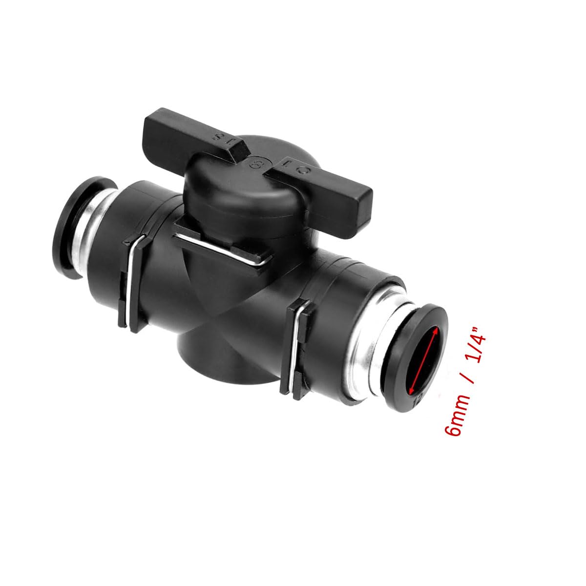1/4 Inch OD Pneumatic Ball Valve Push to Connect Fittings - 6-Pack for Air Flow Control in PVC Systems | Quick Connect Union for Air Hoses | Ideal for Compressed Air Tools, HVAC, and Industrial Applications