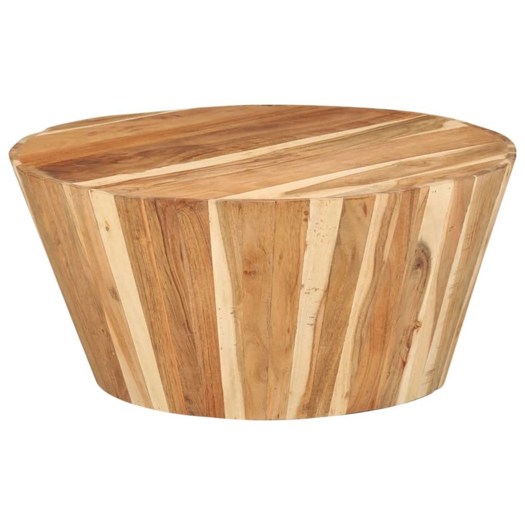 Solid Acacia Wood Coffee Table - Handcrafted Classic Side Table with Sturdy & Durable Design - 25.5