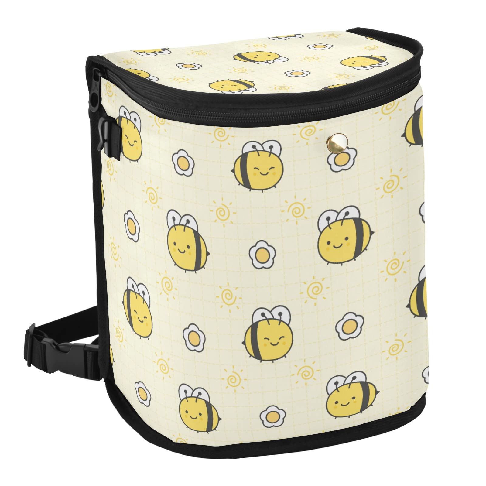 Bee-Themed Leak-Proof Car Trash Can with Lid - Hanging Vehicle Garbage Bin Organizer for Front & Back Seats | Perfect for Road Trips, Commuting & Family Travel