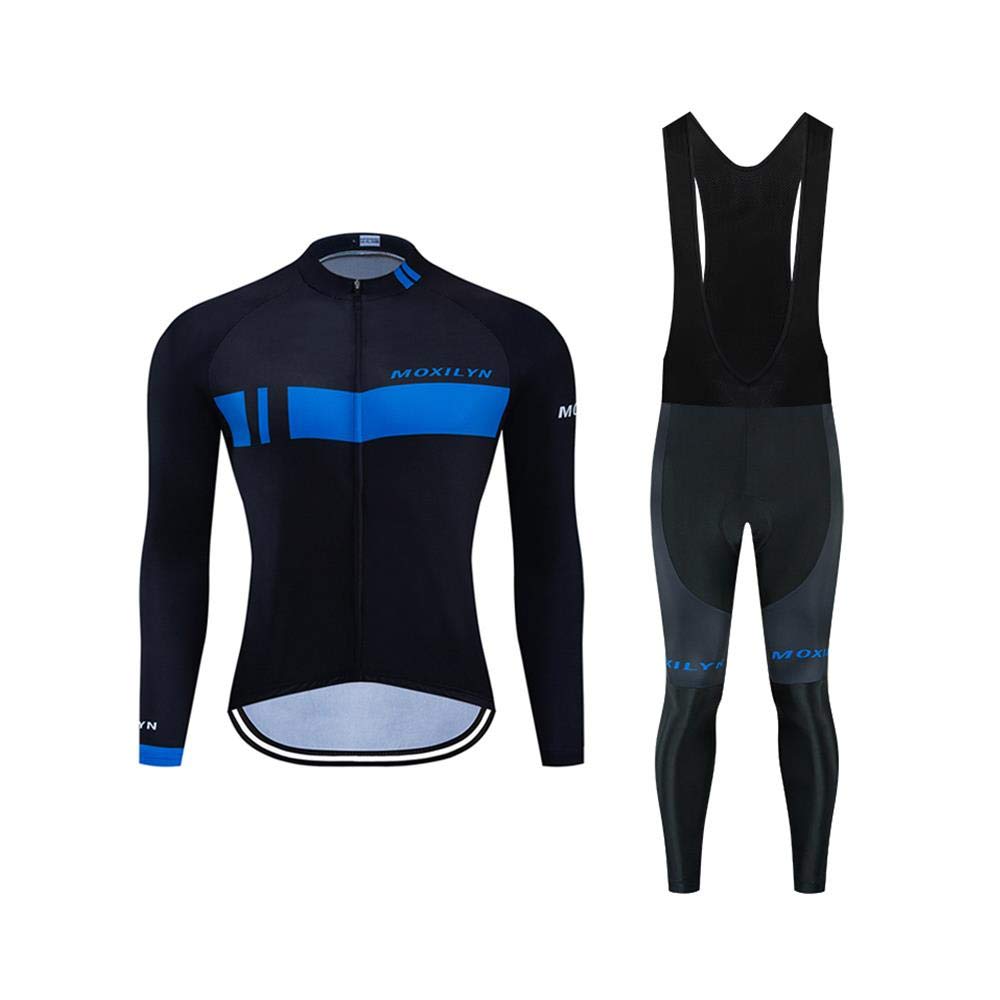 Men's Pro Cycling Jersey Set - Long Sleeve Quick Dry Bike Shirt & Bib Shorts with 9D Padding - High Performance Cycling Gear for Road Biking, Training & Outdoor Sports