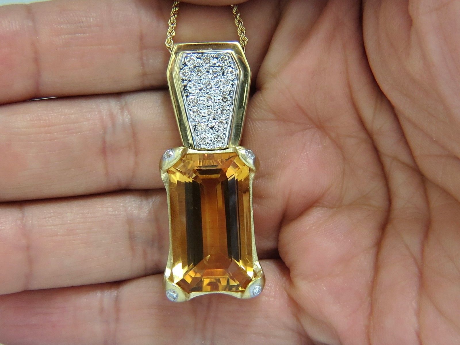 20.50ct Natural Citrine Necklace in 14K Gold - Elegant Gemstone Jewelry for Women, Perfect for Weddings, Parties & Everyday Wear