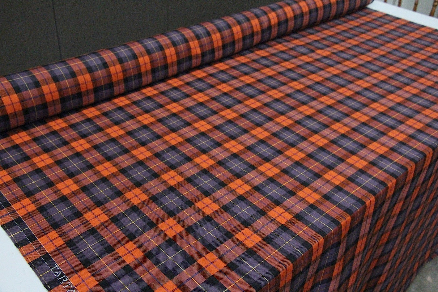 Bertoni Orange Tartan Scarf - Soft Wool Plaid Scarf for Women & Men - Perfect for Winter, Fall & Outdoor Activities