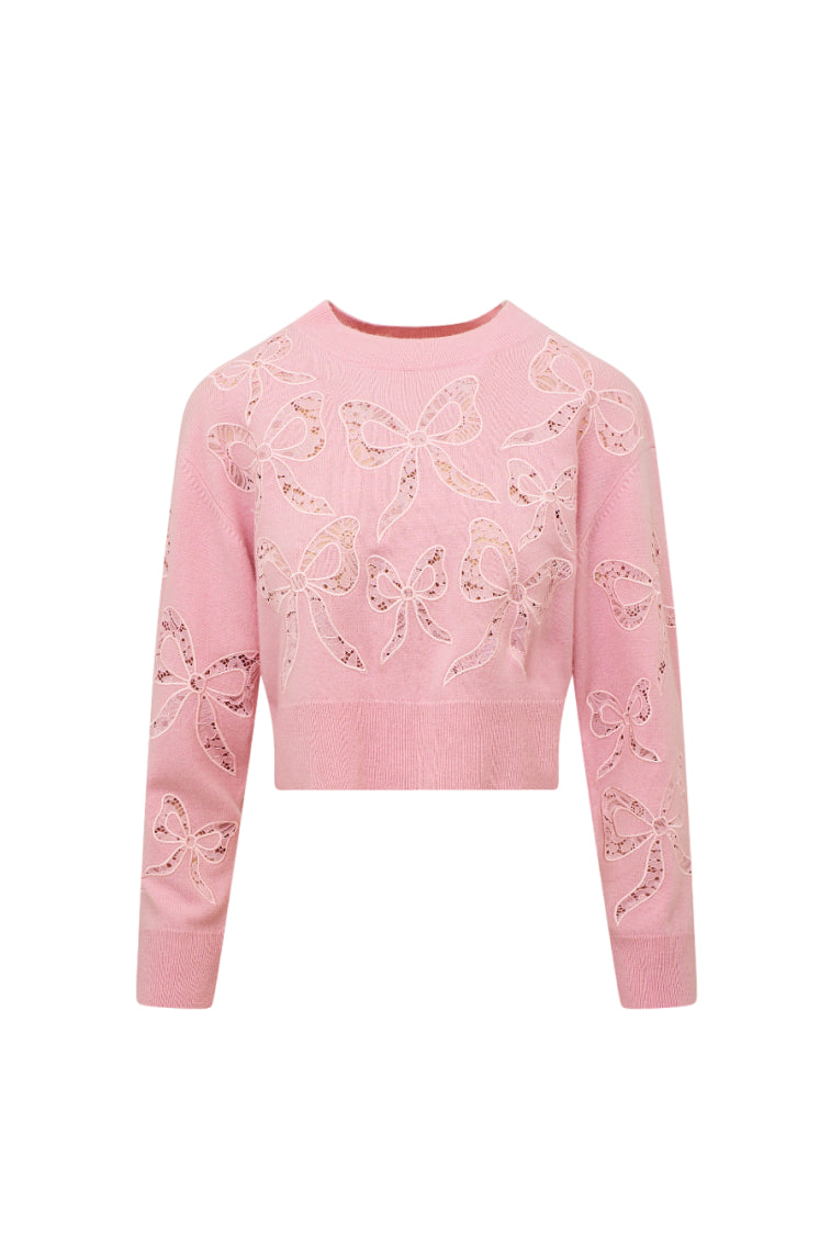 Stylish Parson Bow Print Pullover Sweater for Women - Elegant Knit Top for Casual Wear, Office & Date Nights
