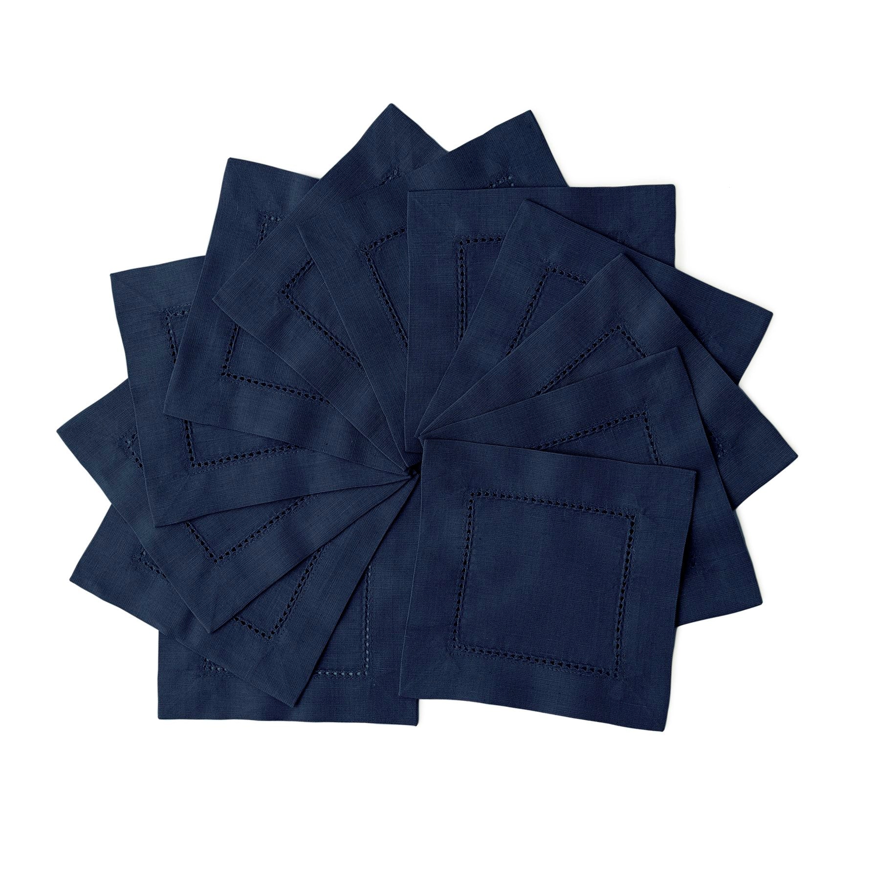 Premium Cotton Linen Hemstitch Cocktail Napkins - 12 Pack Elegant Dinner Napkins for Parties, Weddings & Home Decor - Absorbent & Reusable Beverage Napkins for Drinks & Appetizers