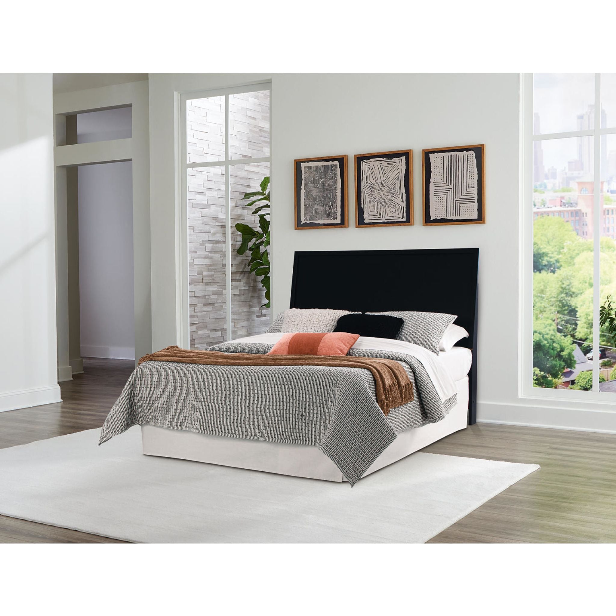 Danziar Upholstered Panel Headboard - Queen Size Bed Frame Headboard with Nailhead Trim, Modern Fabric Headboard for Bedroom Decor (Grey) | Perfect for Master Bedroom, Guest Room & Apartment