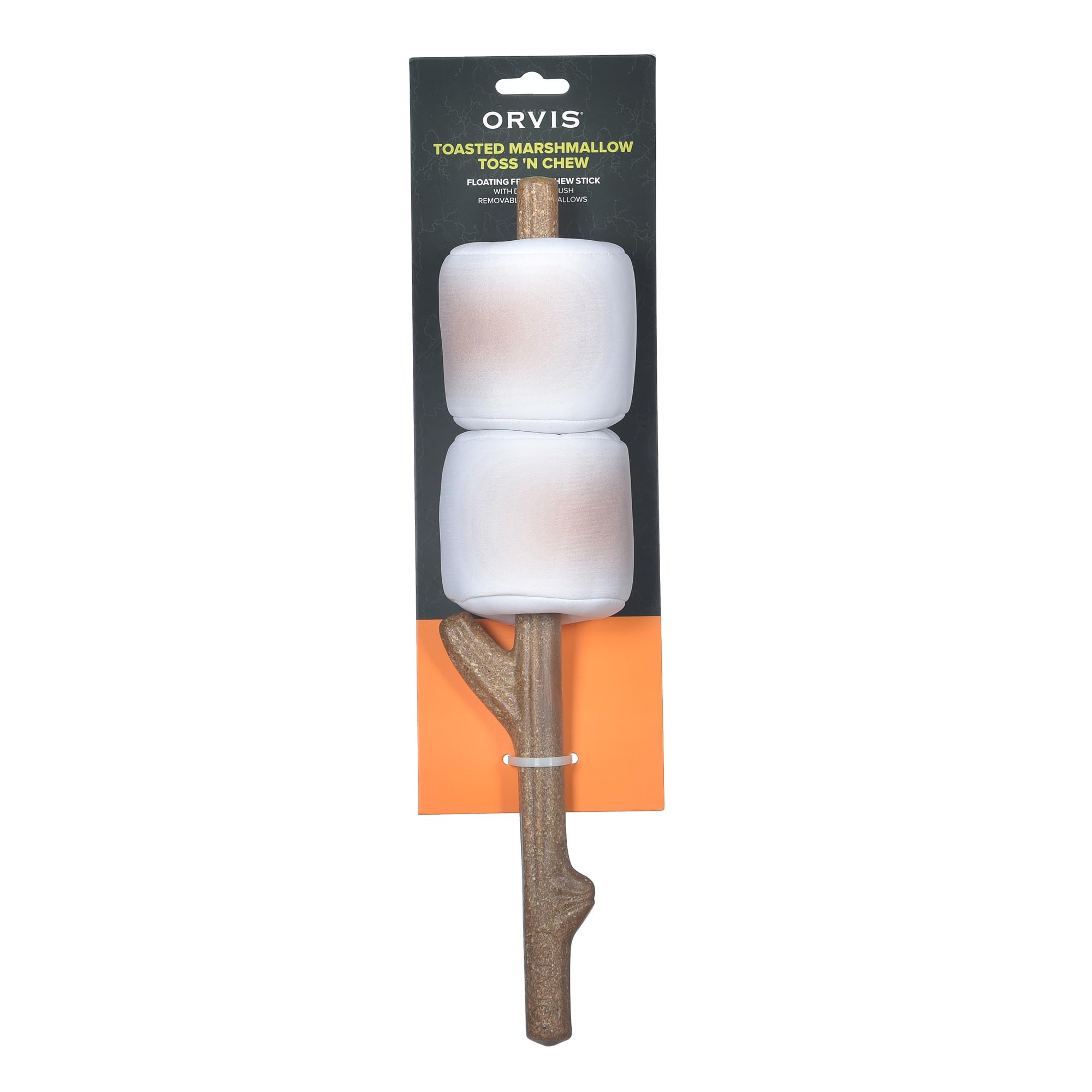 Orvis Floating Dog Toy - Durable Plush Fetch & Chew Stick with Removable Squeaky Marshmallows | Interactive Water & Camping Toy for Dogs | Perfect for Pool, Lake & Outdoor Play