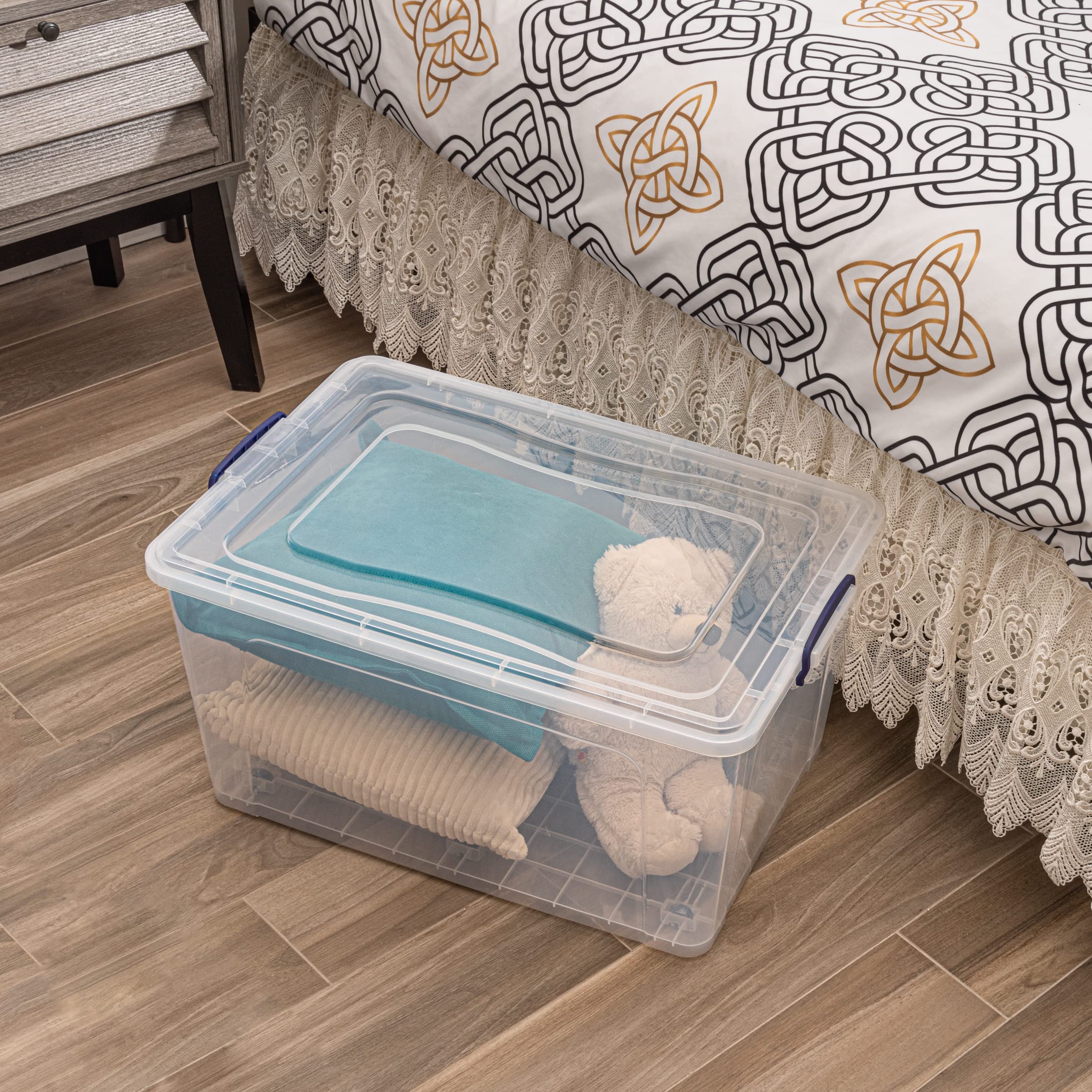Superio Clear Plastic Storage Bins with Lids - 6 Pack 85 Qt Wheeled Stackable Organizer Containers - BPA Free, Non-Toxic, Odorless for Home, Office, Dorm - Perfect for Closet Organization, Garage Storage & Moving Supplies