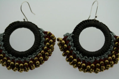 Stylish Brass Beaded Hoop Earrings in Red - Perfect for Parties, Weddings & Everyday Wear